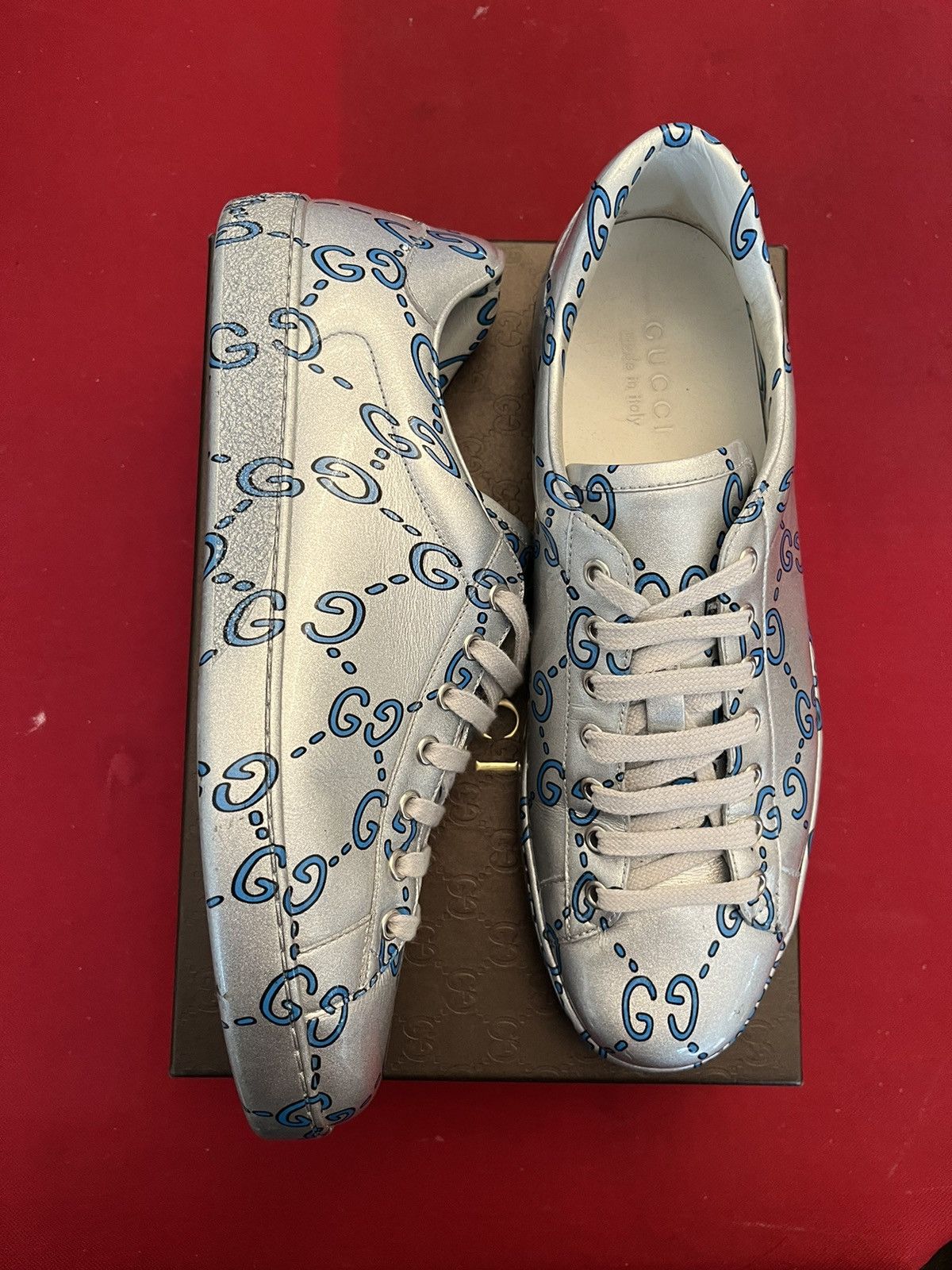 Gucci Gucci ACE GG silver Sneaker Size US 10.5 / EU 43-44 - 2 Thumbnail