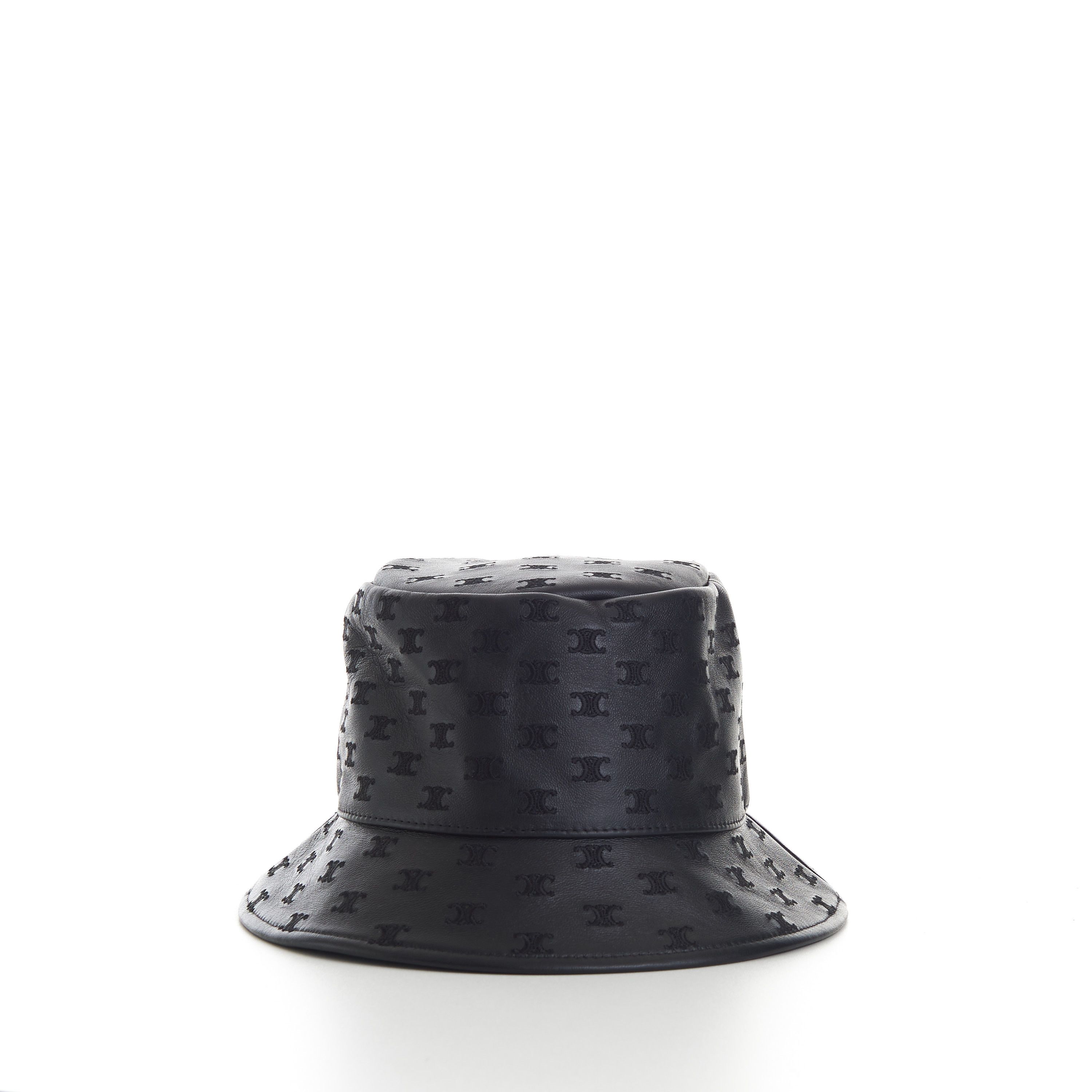 Celine Black Leather Bucket Hat - Mini Triomphe Embroidery Size ONE SIZE - 5 Thumbnail