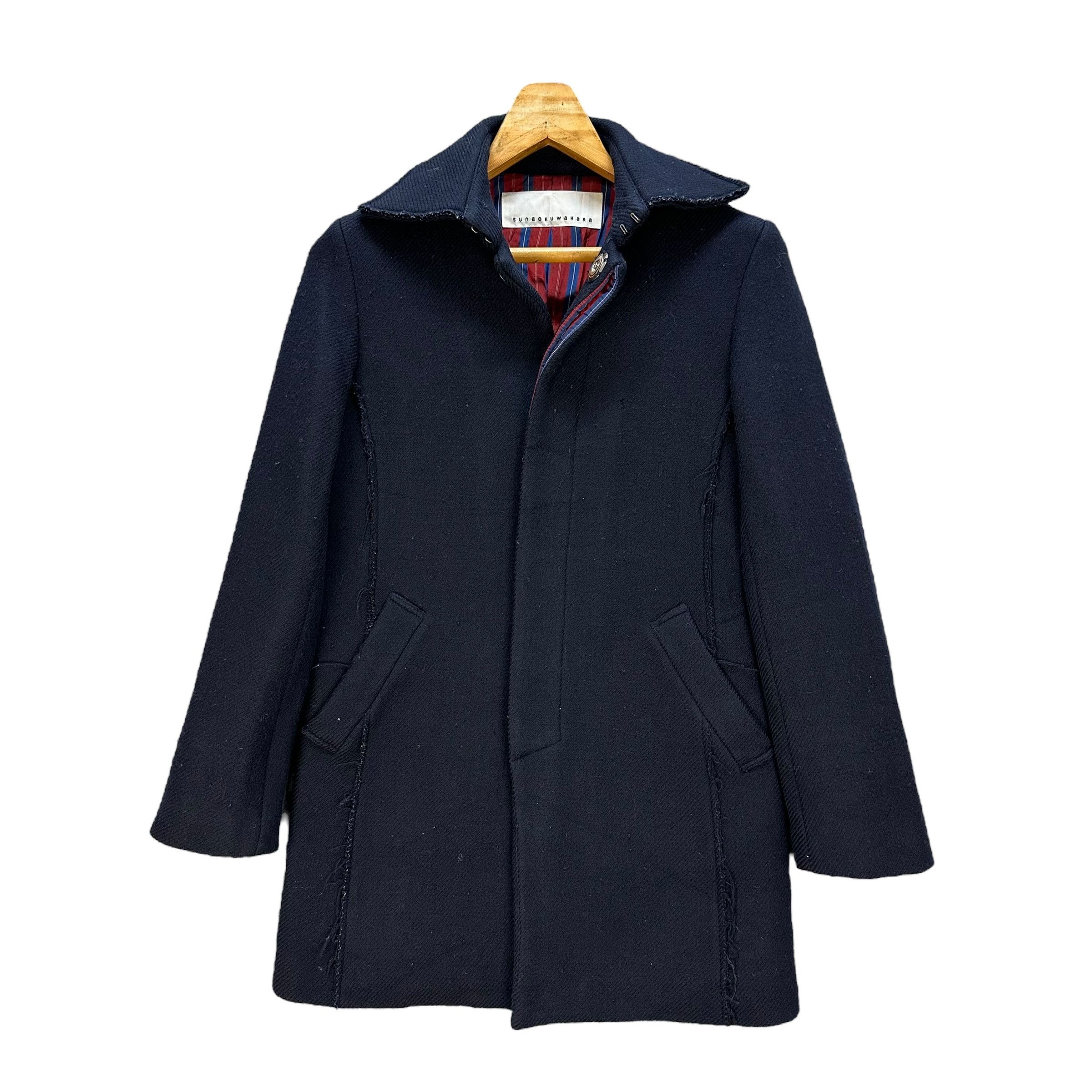 SUNAO KUWAHARA Snap Button Wool Coat Jacket #A64-1543