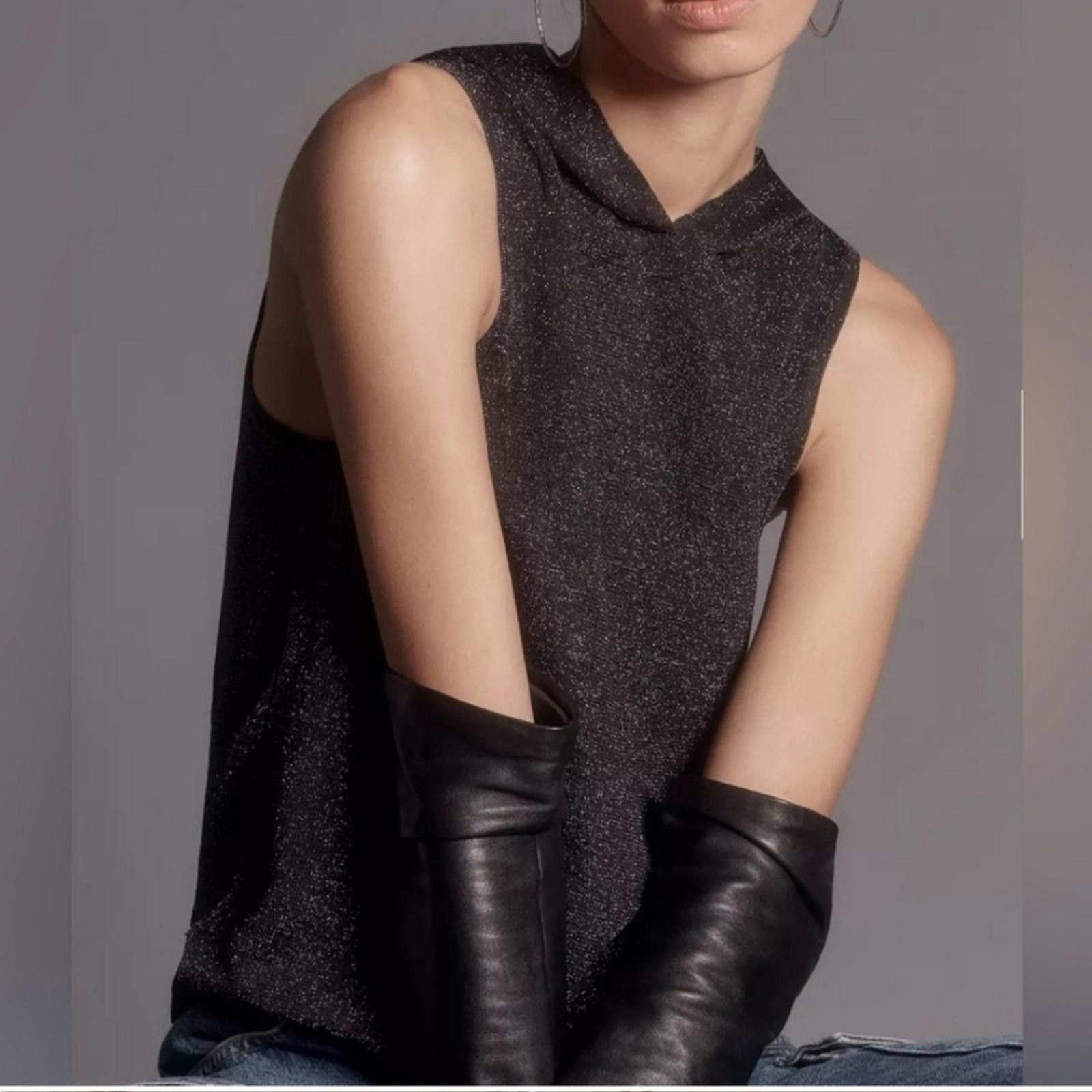 Designer Pilcro Black Metallic Hooded Tank Size M / US 6-8 / IT 42-44 - 1 Thumbnail