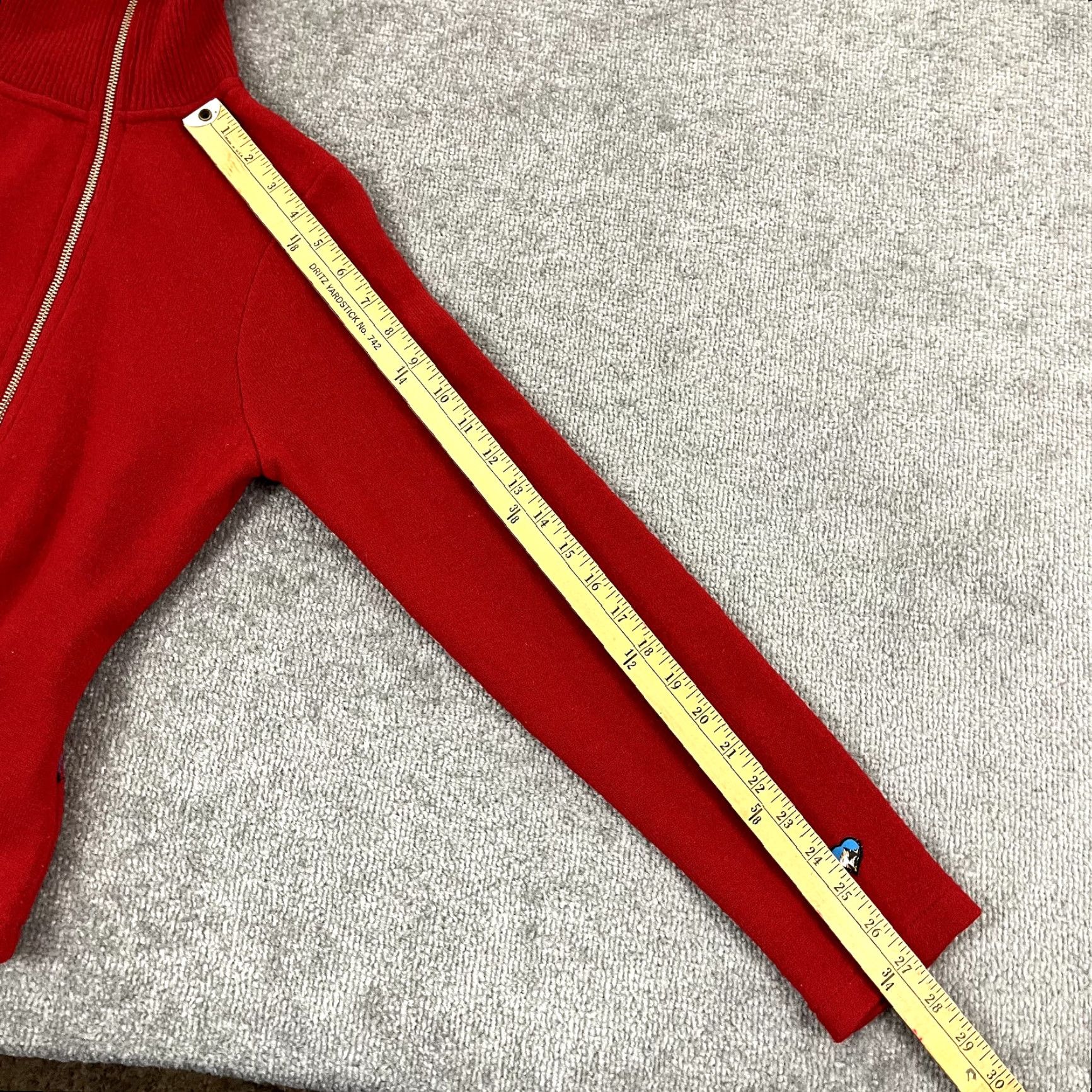 Vintage KUHL Sweater Womens Medium Red Merino Wool Asymmetrical Collar Full Zip Hiking Size M / US 6-8 / IT 42-44 - 6 Thumbnail