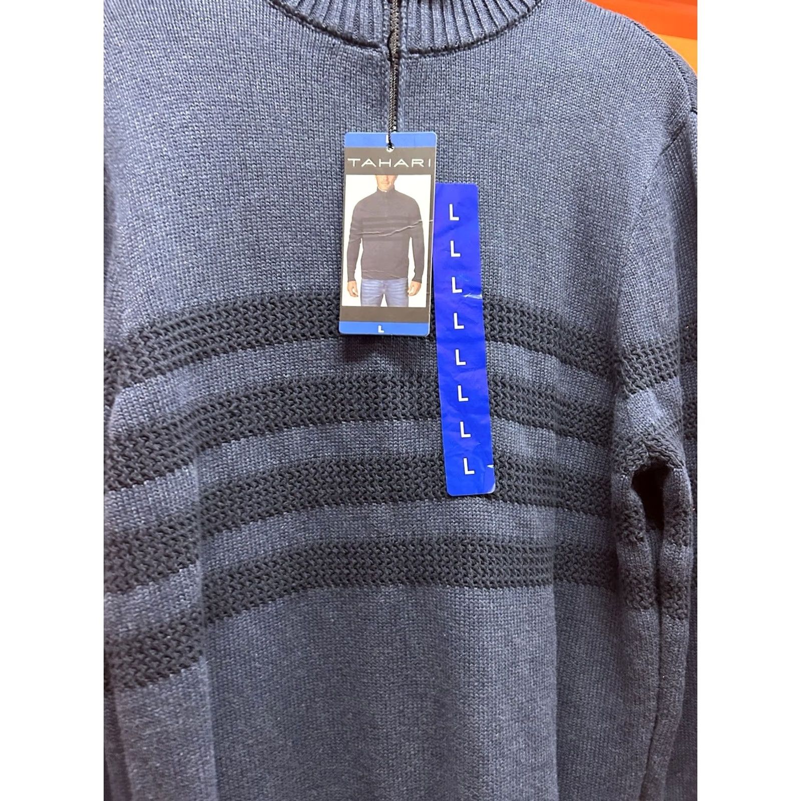 Vintage New Tahari Indigo Heather Blue MockNeck 1/4Zip Pullover Sweater Size L Men’s Large Size US L / EU 52-54 / 3 - 6 Thumbnail