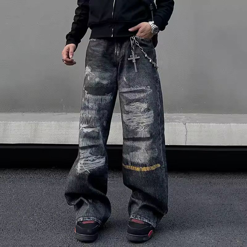 Designer × Japanese Brand × Vintage Washed Distressed Flared Baggy Loose Design Jeans Size US 32 / EU 48 - 1 Thumbnail