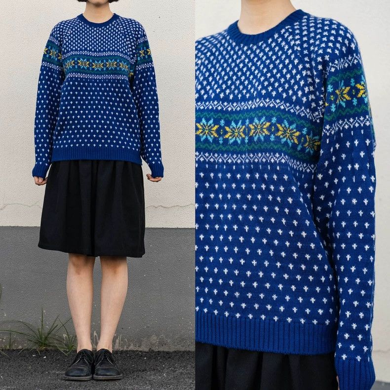 Kenzo KENZO sizeF Blue snow knit sweater Size M / US 6-8 / IT 42-44 - 1 Thumbnail