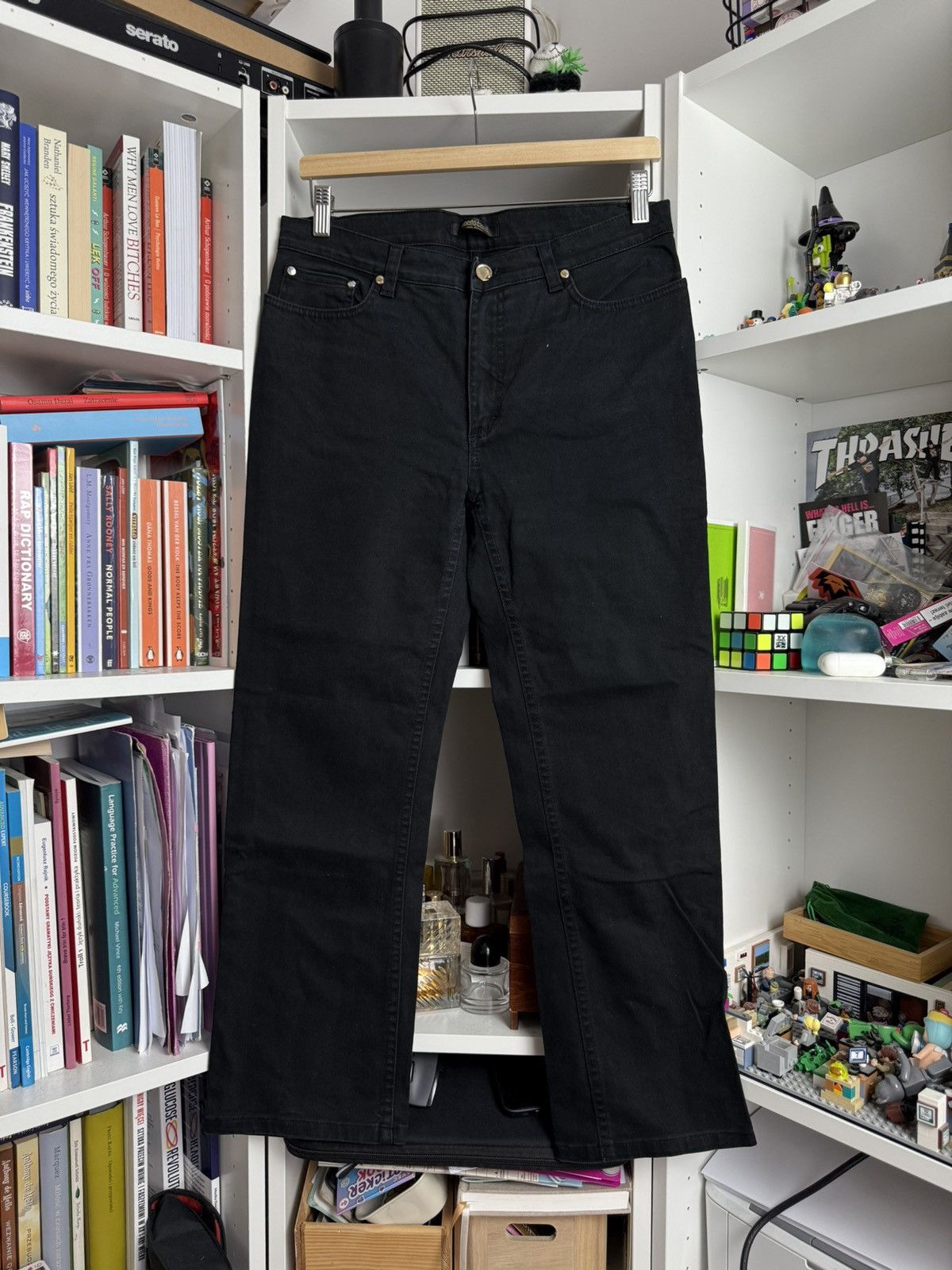 Designer × Roberto Cavalli Vintage y2k Roberto Cavalli glitter logo black denim pants L Size 32" / US 10 / IT 46 - 2 Thumbnail