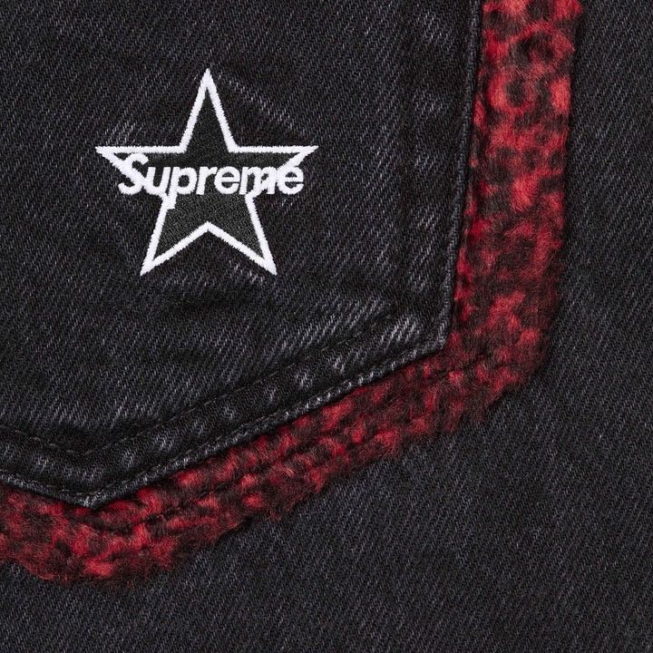 Supreme SUPREME LEOPARD FAUX FUR LOOSE FIT JEANS BLACK | Grailed