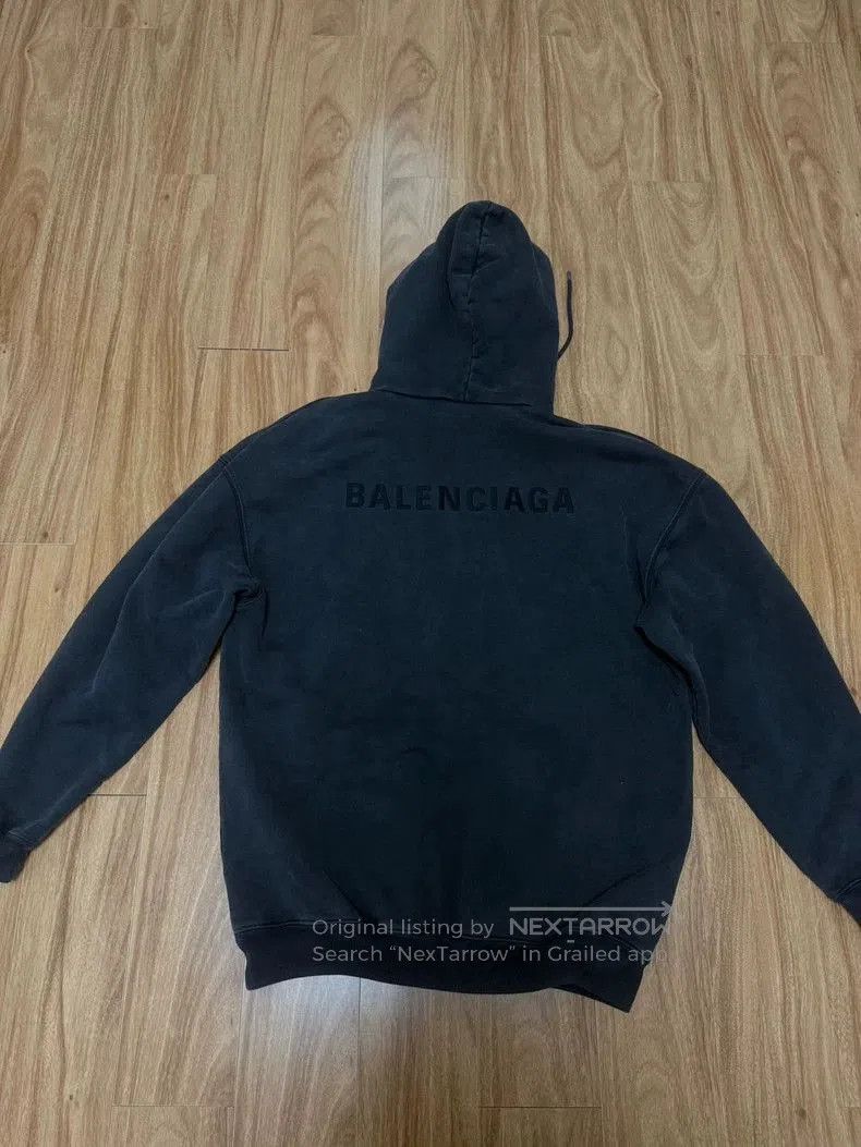 Balenciaga Balenciaga Black Gray Logo Embroidered Hoodie. Size US XS / EU 42 / 0 - 3 Thumbnail