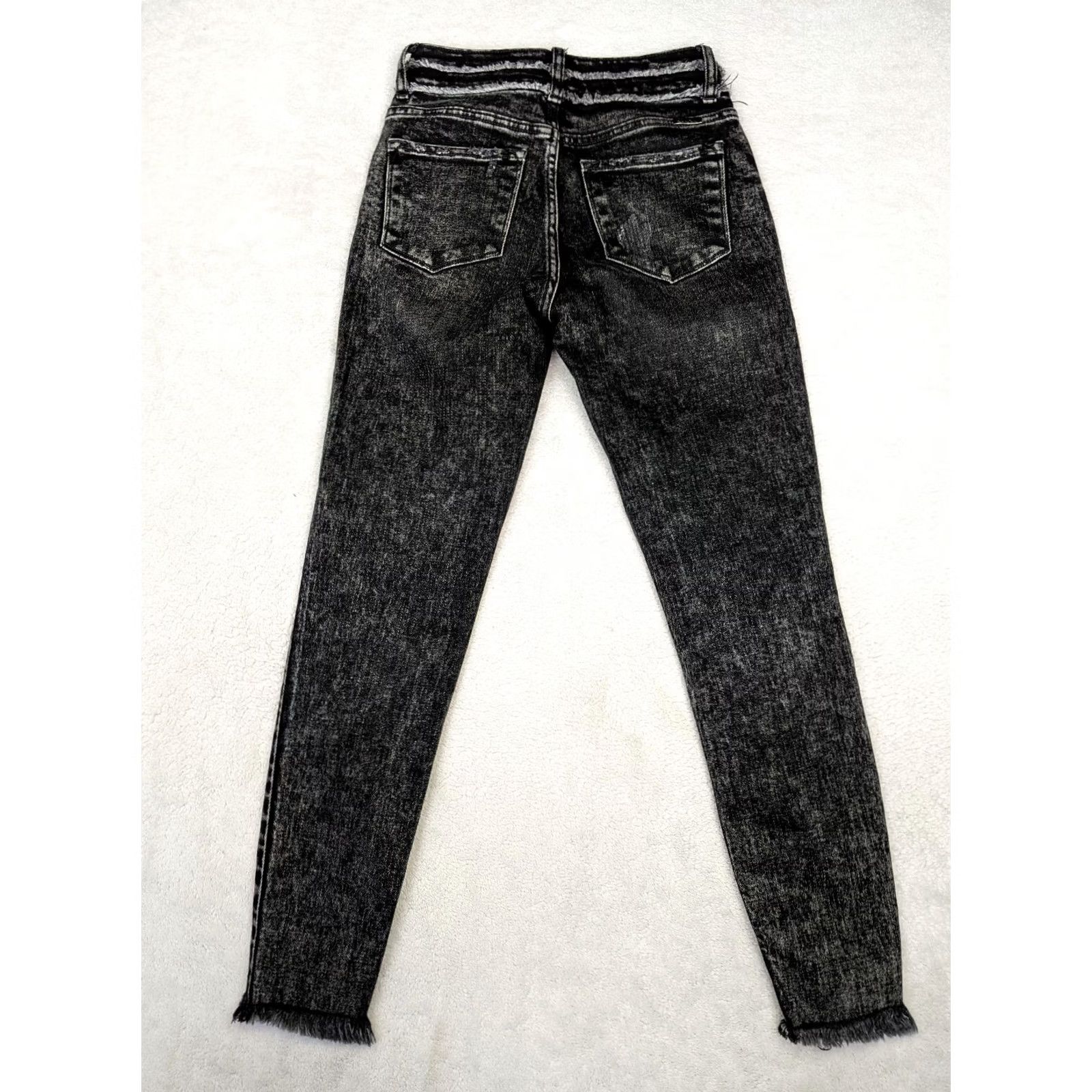 Vintage KanCan Odette Womens 1 24 Black Acid Wash Jeans High Rise Super Skinny Fray Size 26" / US 2 / IT 38 - 7 Thumbnail