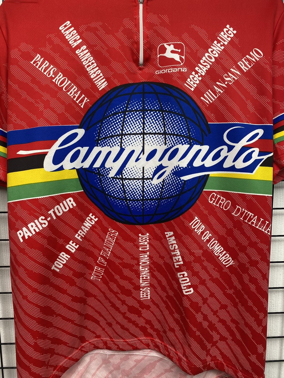 Bicycle × Vintage Campagnolo Giordana Team Cycle Jersey Men XL Red Tournament Size US XL / EU 56 / 4 - 4 Thumbnail
