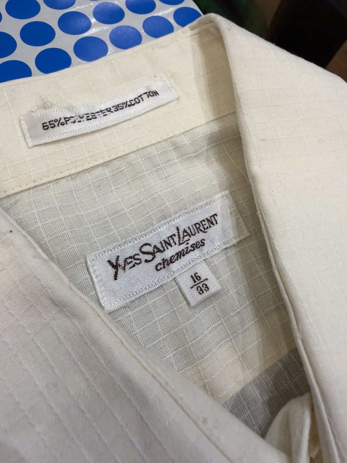 Yves Saint Laurent Yves Saint Laurent Waffle Button Down Shirt - Eggshell Size US M / EU 48-50 / 2 - 4 Thumbnail