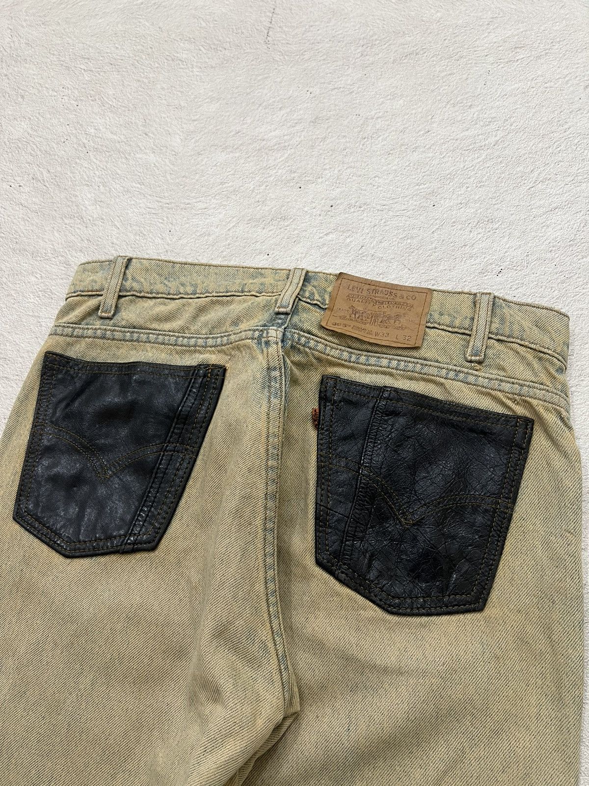 Number (N)ine 2000s Levis 505 Leather Mudwash Baggy Jeans y2k Lgb Ifsix Size US 32 / EU 48 - 3 Thumbnail