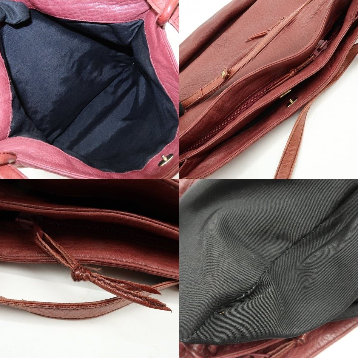Loewe Loewe Anagram Leather Shoulder Bag Burgundy Size ONE SIZE - 7 Thumbnail