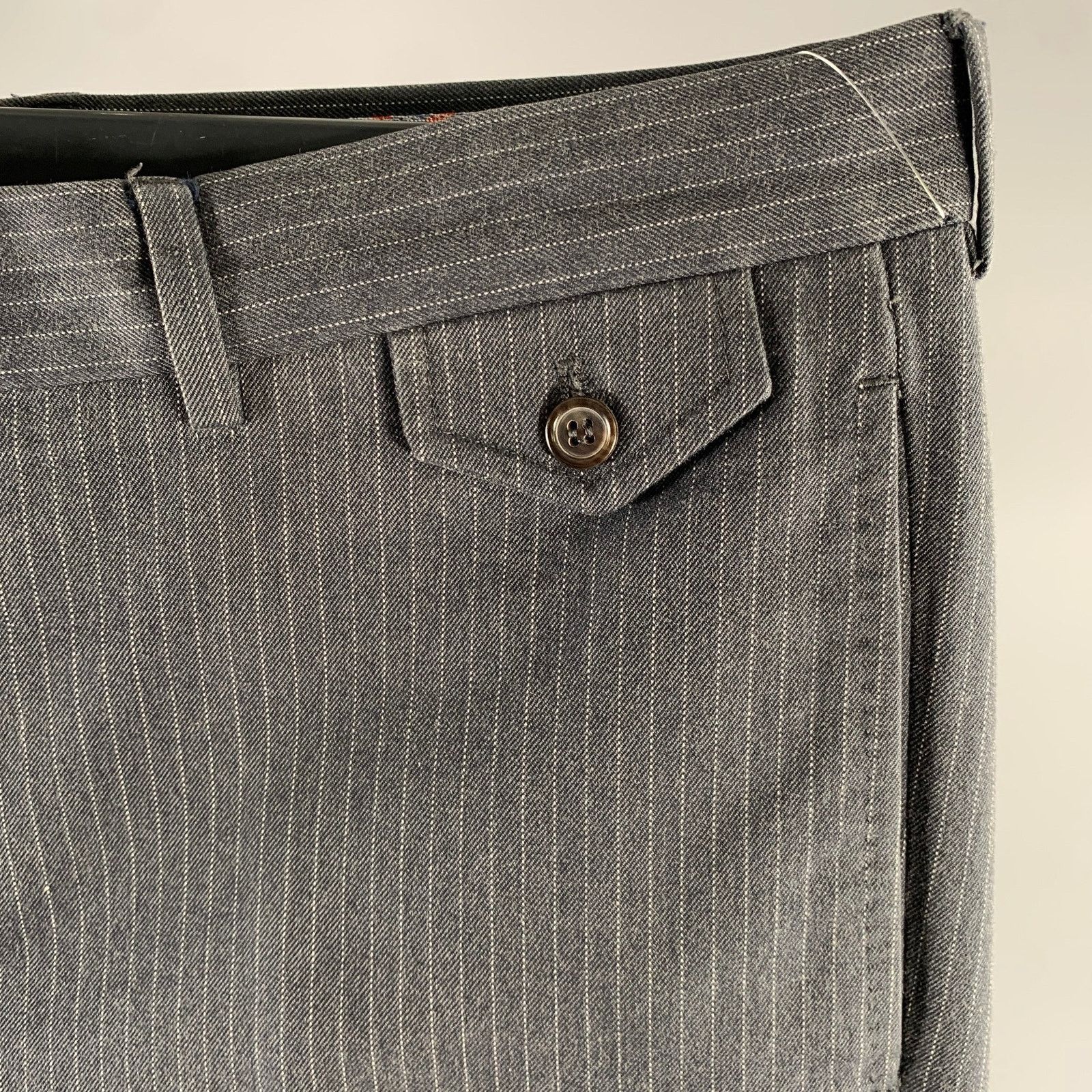 Michael Bastian MICHAEL BASTIAN Size 38 Grey Pinstripe Cotton Dress Pants Size US 38 / EU 54 - 2 Thumbnail