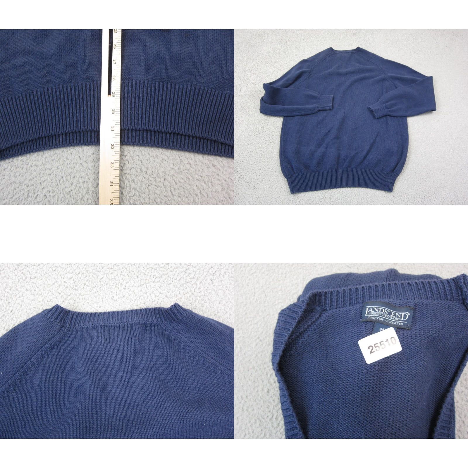 VINTAGE Lands\' End Sweater Mens XLT Blue Knit Pullover V-Neck Long Sleeve Classic Big & Tall USA 80s 90s Outdoor Golf Hiking Walking Shirt