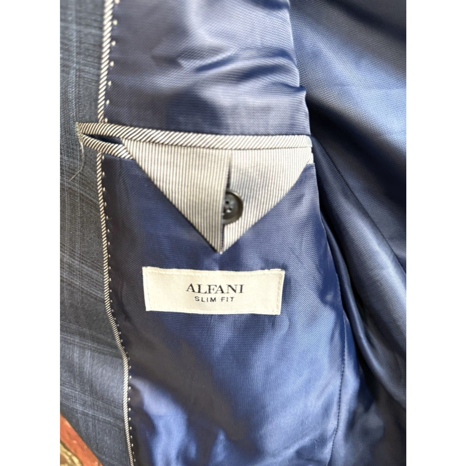 Alfani Alfani Mens Blue Tuxedo Suit Slim Fit Size 38 Long Jacket Coat Pants 30 x 32 Mens Size 38R - 5 Thumbnail