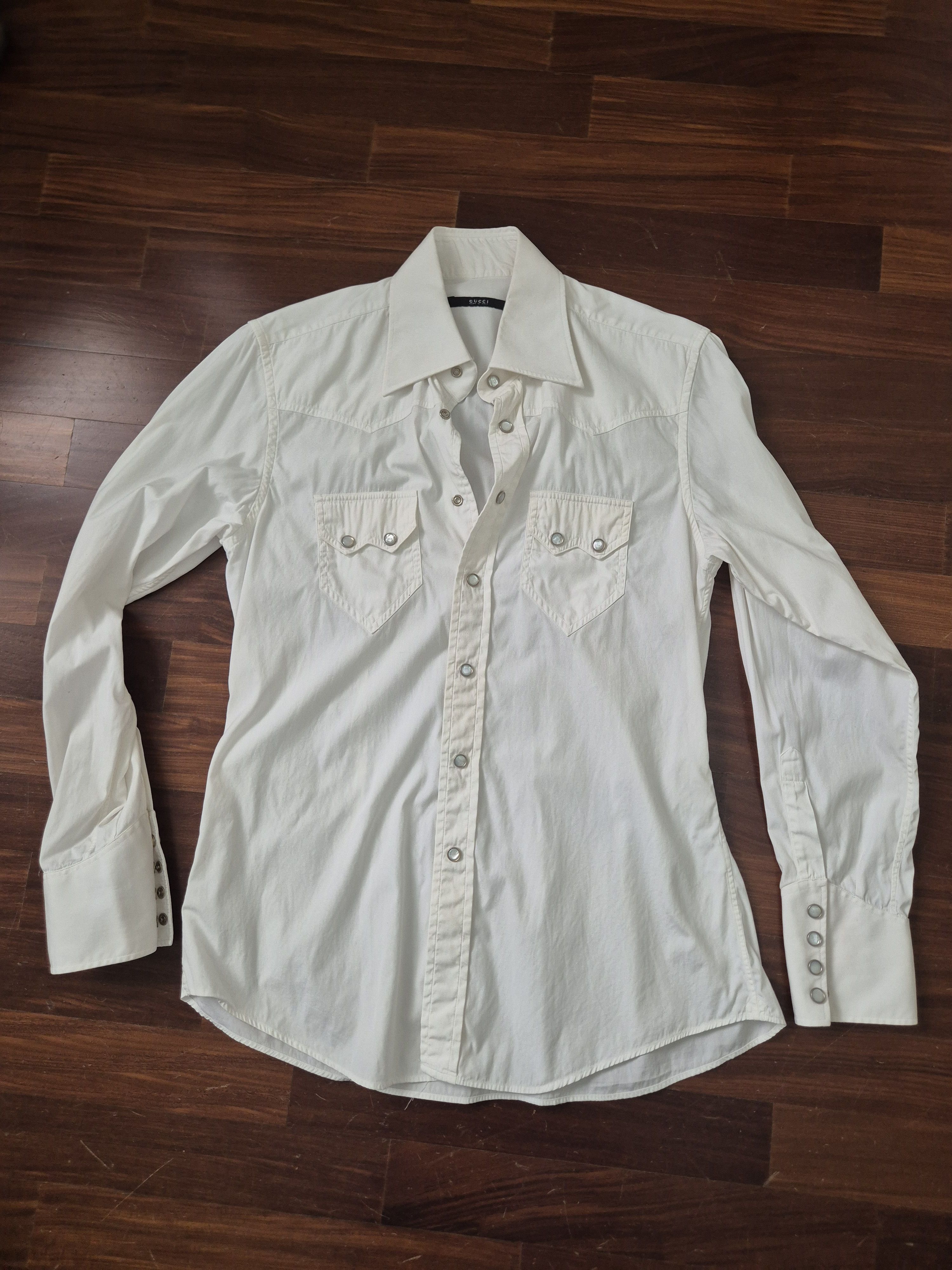 Gucci S/s 2004 white cotton western shirt Size US M / EU 48-50 / 2 - 3 Thumbnail