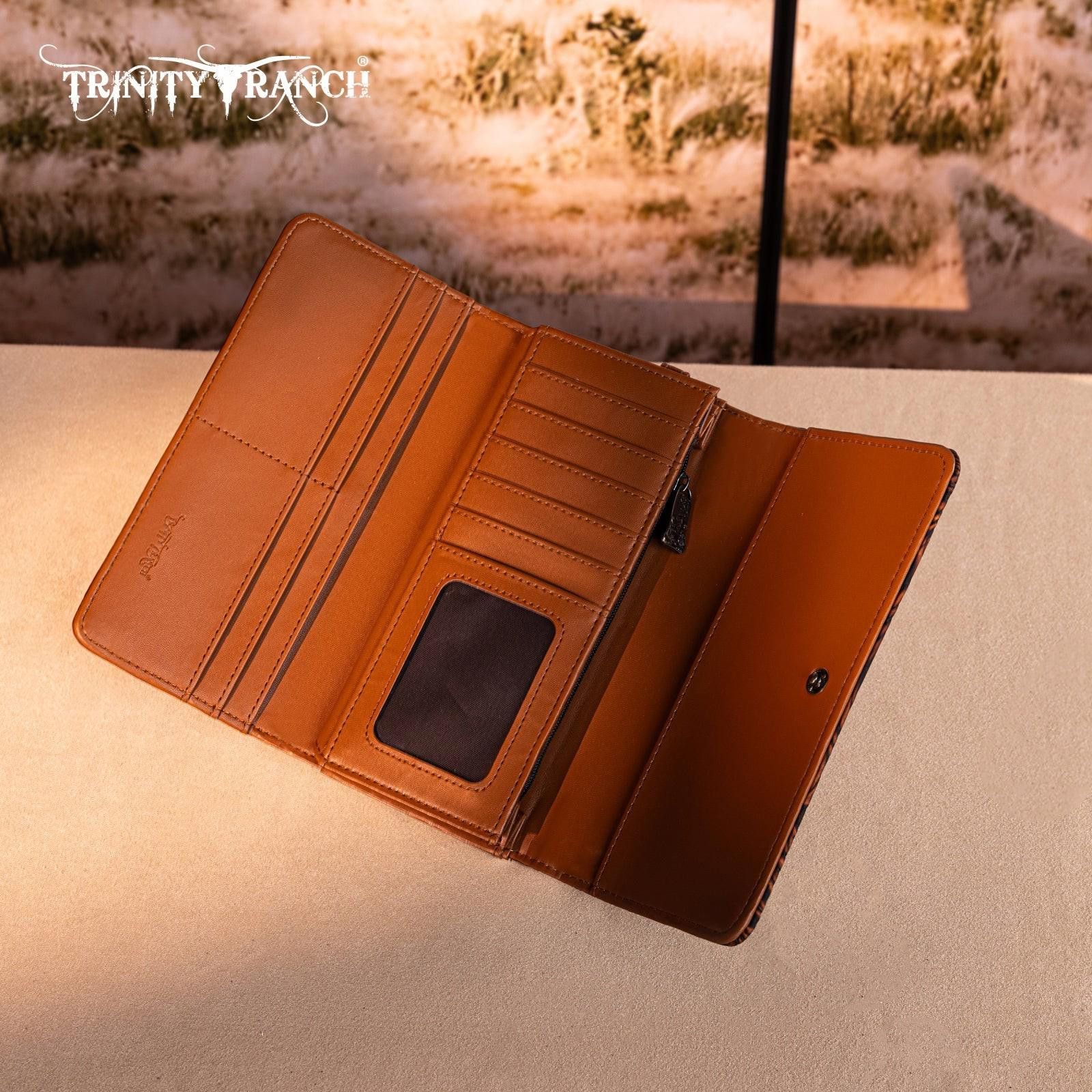 Designer Trinity Ranch Leather Wallet with Turquoise Accents Size ONE SIZE - 2 Thumbnail
