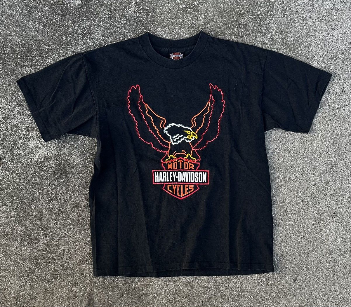 Harley Davidson Vintage 1992 Harley Davidson Neon Eagle Shirt Large Size US L / EU 52-54 / 3 - 1 Thumbnail
