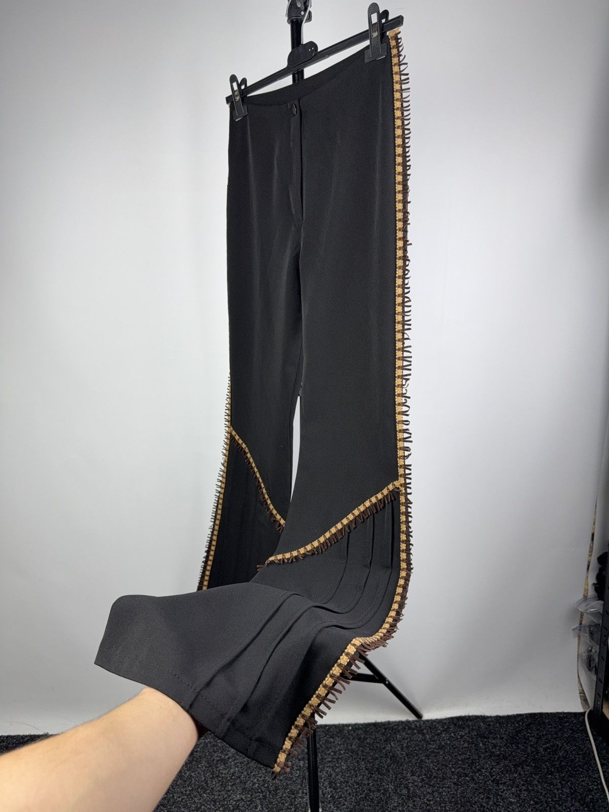 Japanese Brand Retro 00s Avant Garde Western Loana Paris Black Flare Pants Size 27" / US 4 / IT 40 - 5 Thumbnail