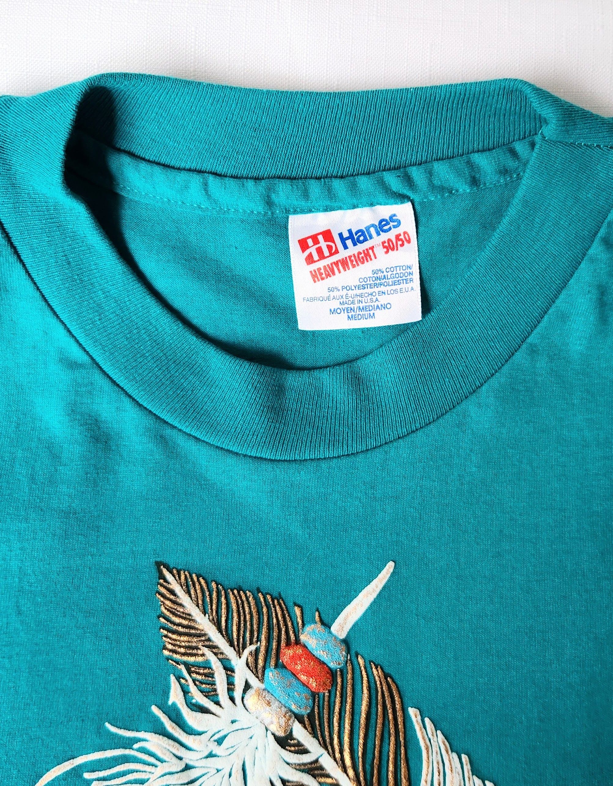 Vintage Vtg 90s Single Stitch Hanes Arizona Bird Feathers SZ Medium Size US M / EU 48-50 / 2 - 4 Thumbnail