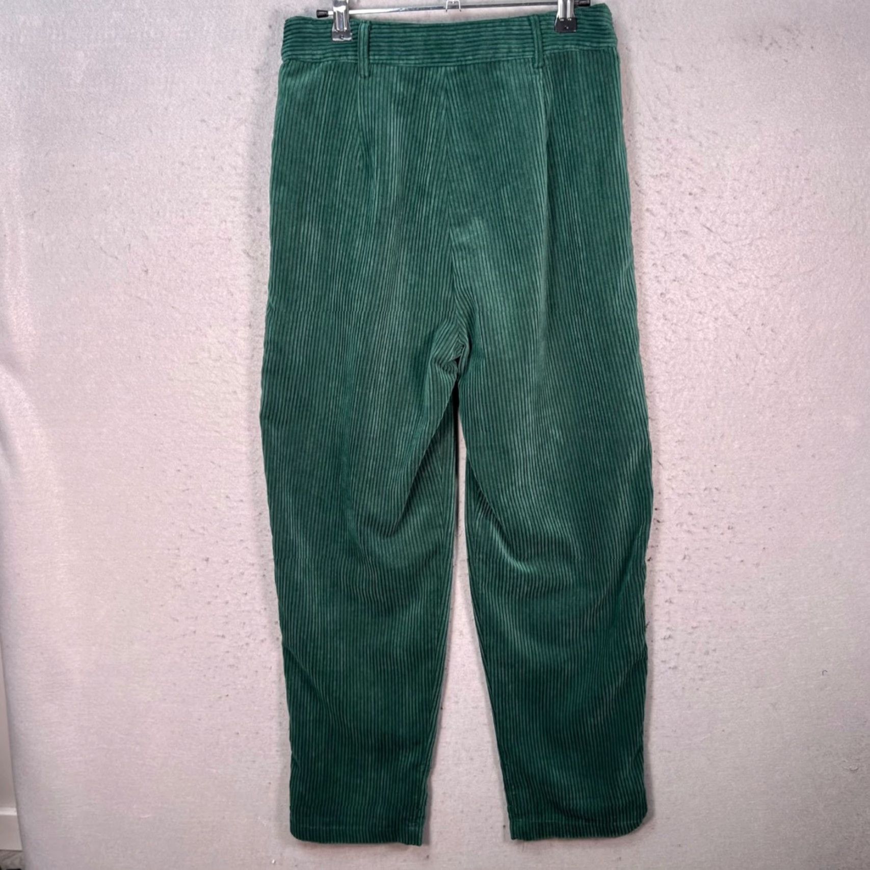 Topshop Topshop Womens 6 Green Corduroy High-Waisted Trousers Pleated Pants Shirt/Nylon Polyester Chino Style Pockets Casual Womens Size 28" / US 6 / IT 42 - 2 Thumbnail