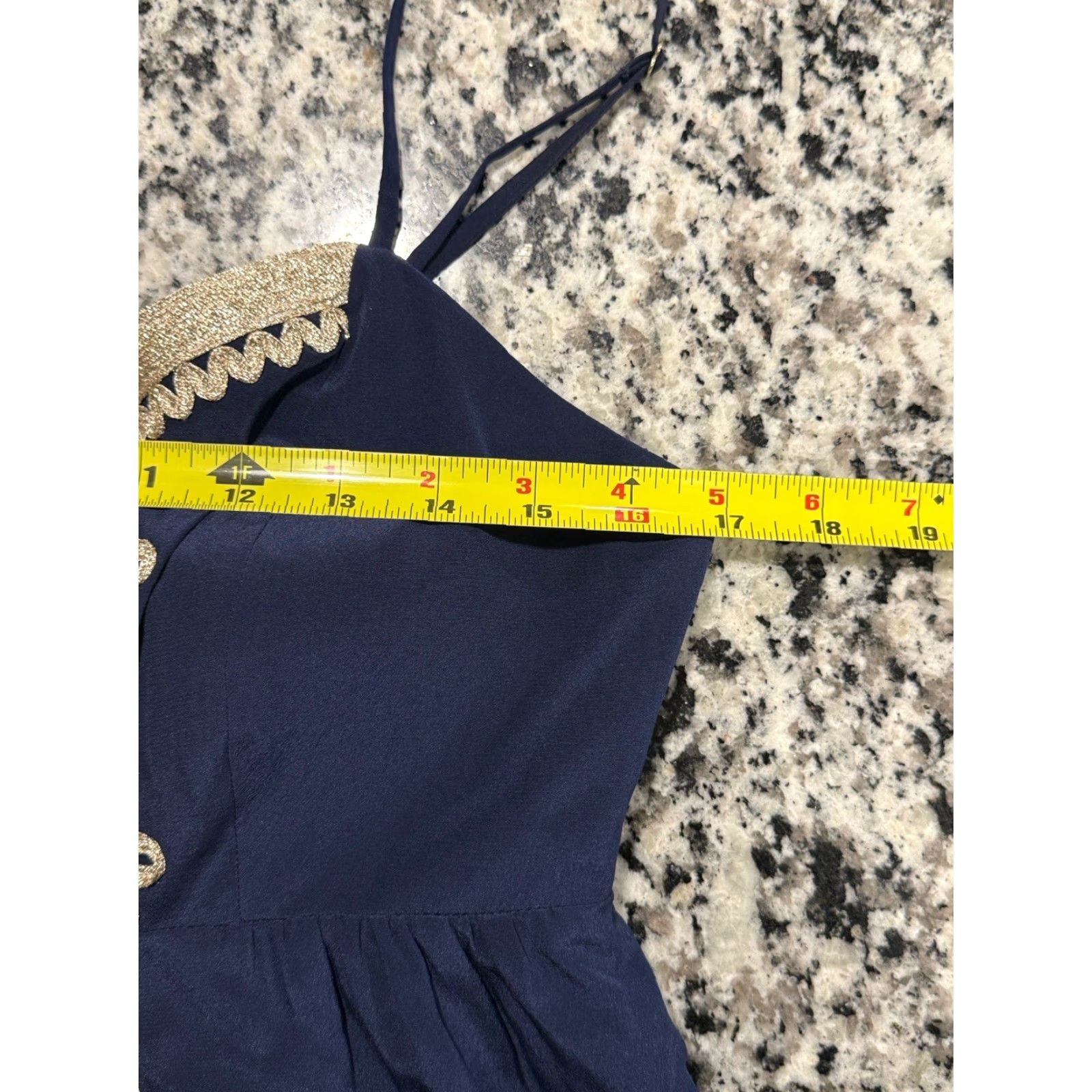 Lilly Pulitzer VINTAGE Lilly Pulitzer Women's Dress Sz 10 Silk A-Line Preppy Navy Gold Embroidery Short Size L / US 10 / IT 46 - 4 Thumbnail
