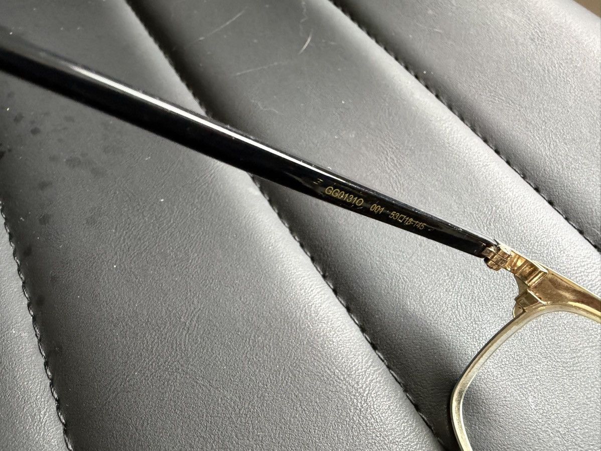 Gucci Gucci Black and Gold Rectangular Eyeglasses Size ONE SIZE - 5 Thumbnail