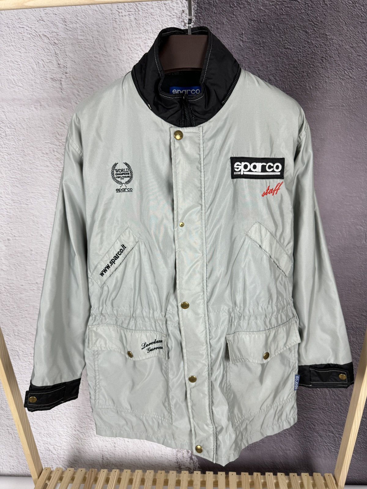 Vintage Sparco vintage racing France big logo nylon jacket grey S Size US S / EU 44-46 / 1 - 2 Thumbnail
