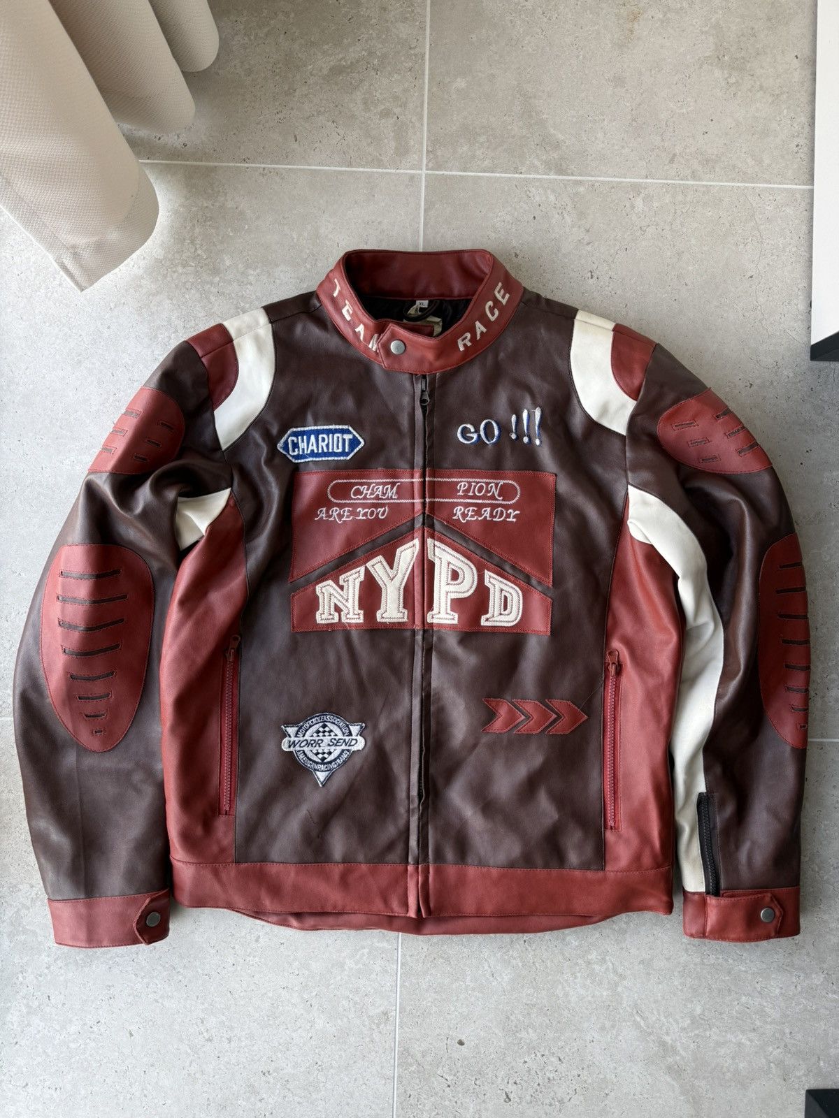 Vintage Racing Moto Jacket hype y2k streetwear style Bike Team NYPD Size US XL / EU 56 / 4 - 1 Thumbnail