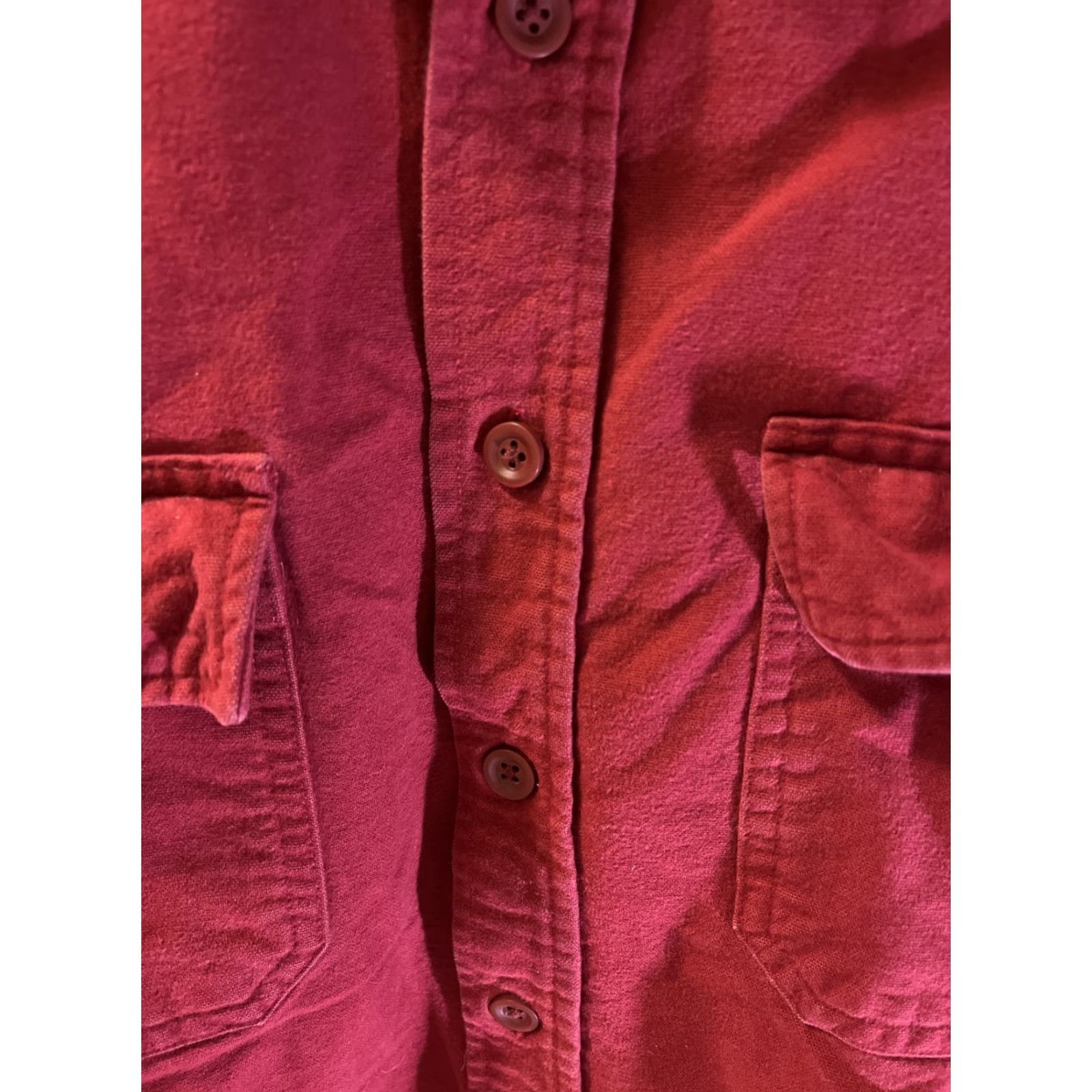Vintage VINTAGE L.L. Bean Shirt Men XL Red Chamois Long Sleeve Button-Front Heavyweight Cotton Casual Size US XL / EU 56 / 4 - 3 Thumbnail