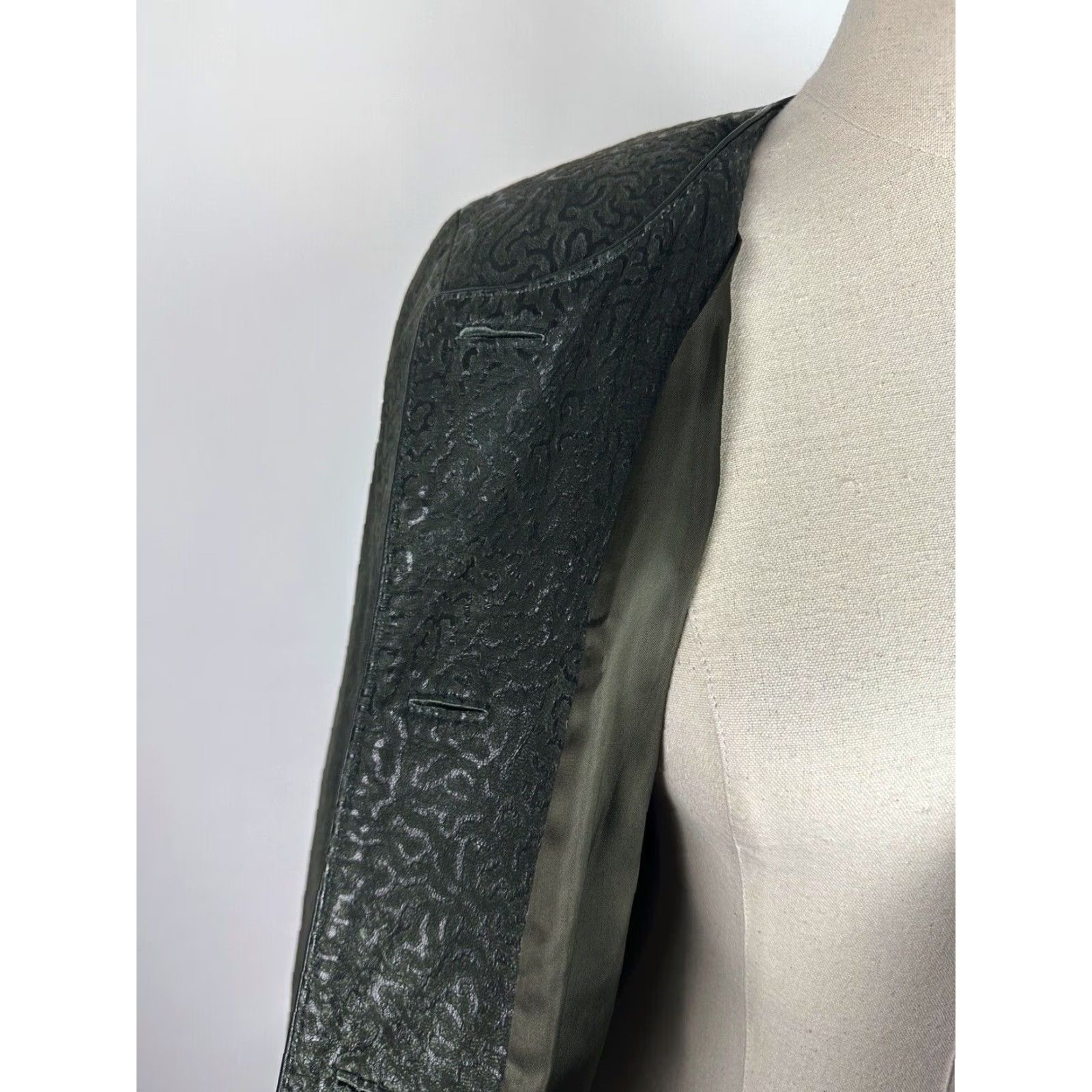 Vintage VINTAGE Giorgio Di Sant Angelo Leather Jacket Womens Small Olive Green Textured Bohemian 80s 90s Retro Casual Womens Size S / US 4 / IT 40 - 3 Thumbnail