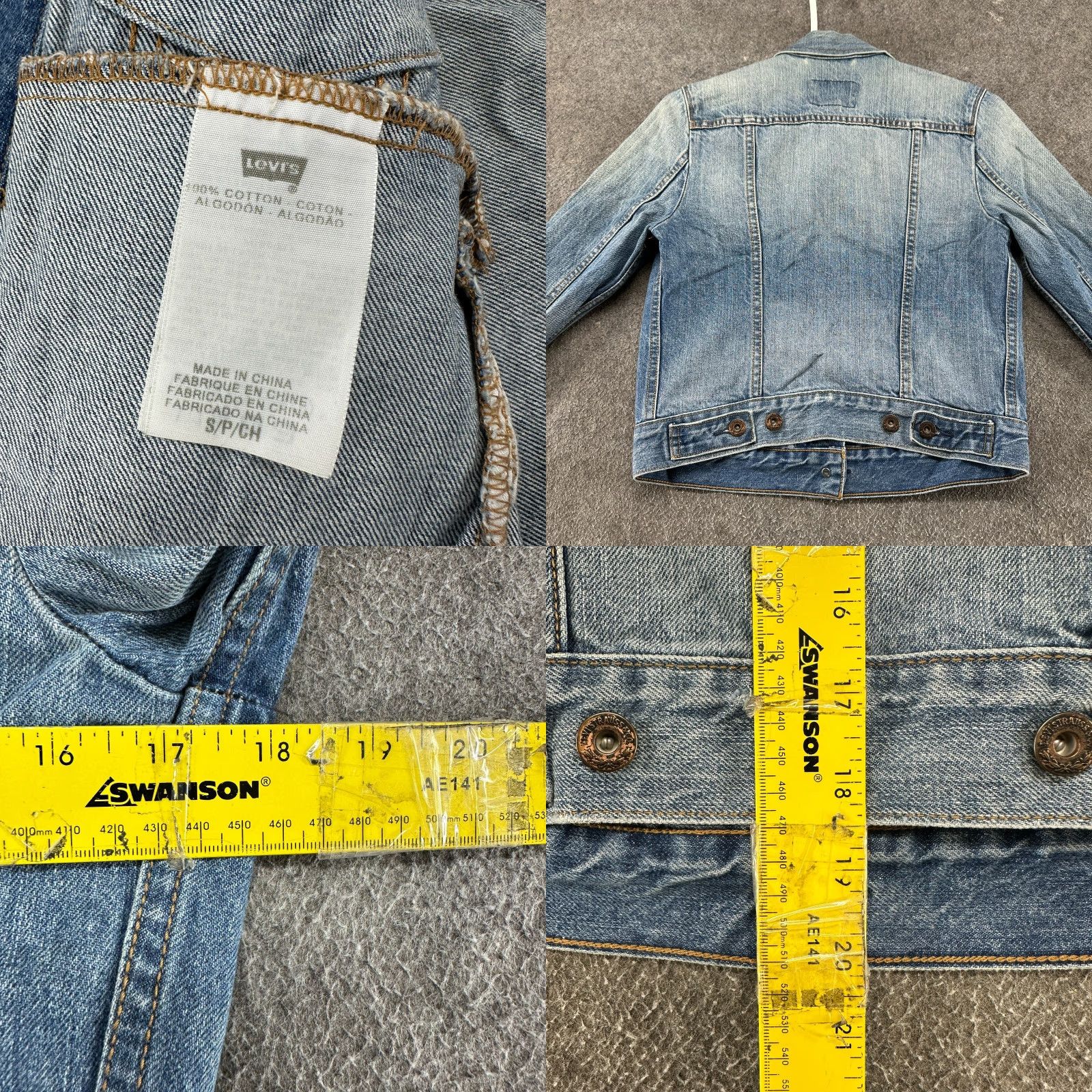 Levi's VINTAGE Levi's Trucker Jacket Womens S Blue Denim Cotton Short Sleeve Regular Fit 90s Retro Classic Vintage Jacket Women} Size 28" / US 6 / IT 42 - 8 Thumbnail