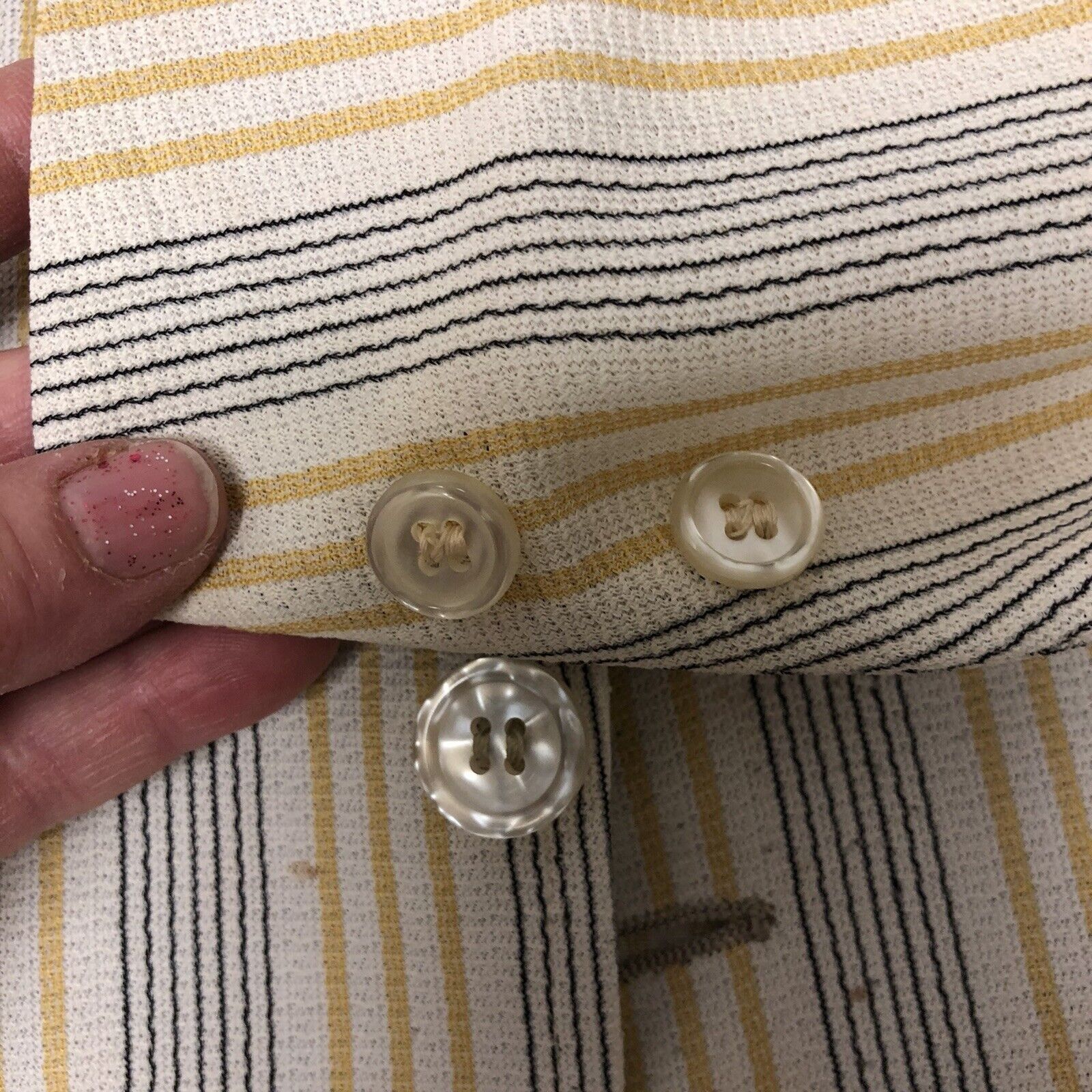Other Vtg Harmony White Yellow Sport Coat TEXTURED STRIPE Jacket Size 42S - 3 Thumbnail