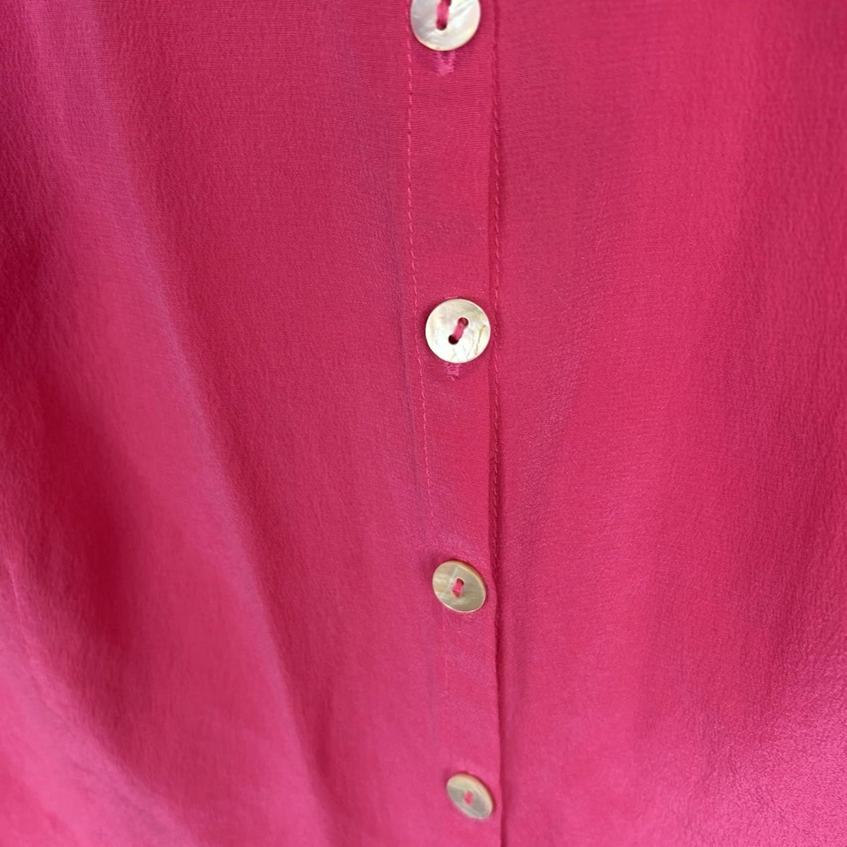 Worthington Worthington Womens Medium Silk Blouse Shirt Long Sleeve Collared Button Down Pink Velvet Luxe Career Workwear Size M / US 6-8 / IT 42-44 - 3 Thumbnail