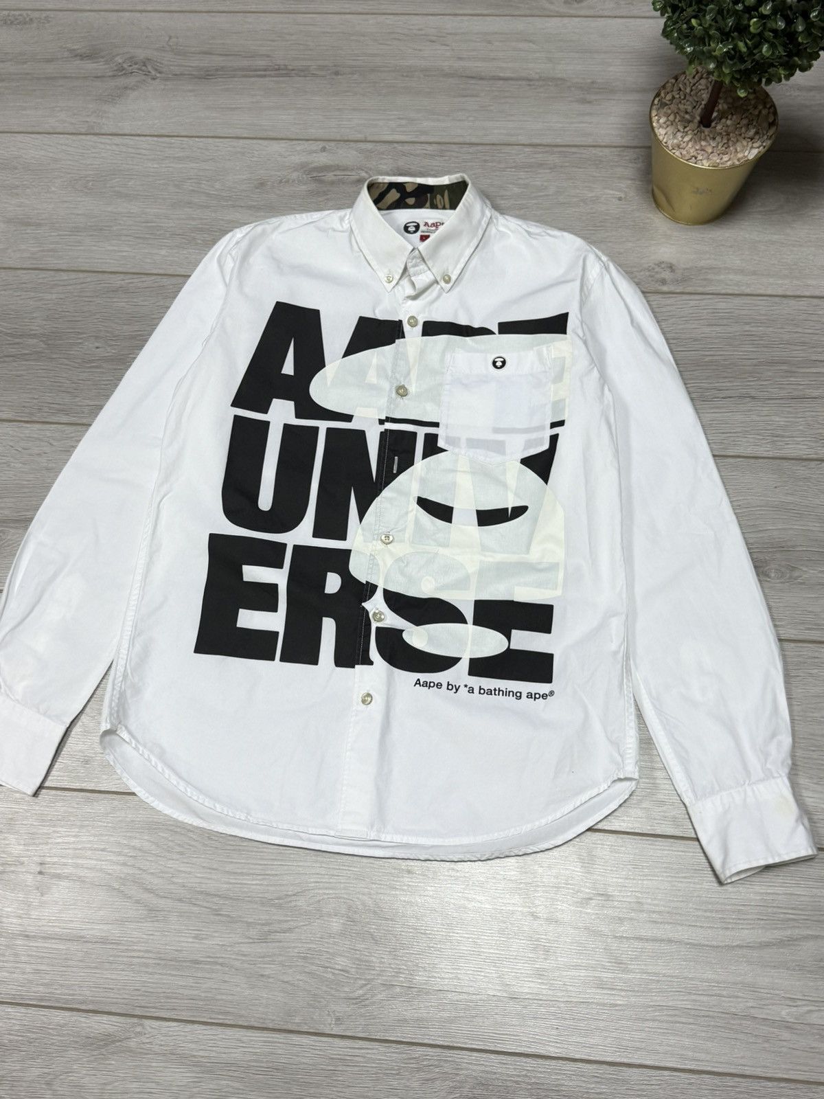 Aape Aape by Bape white and camo button up universe Size US L / EU 52-54 / 3 - 2 Thumbnail