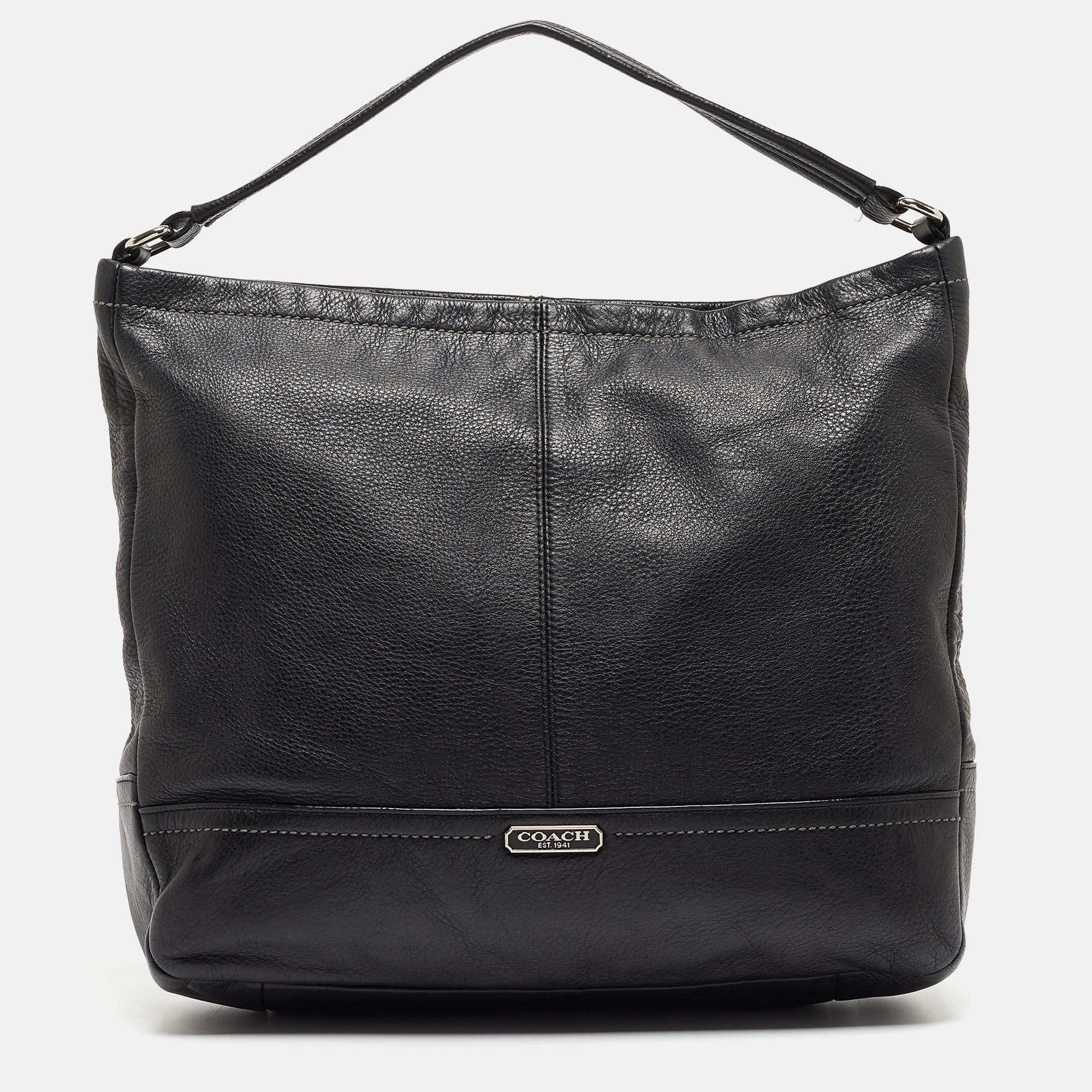 image of Coach Black Leather Park Hobo, Women's