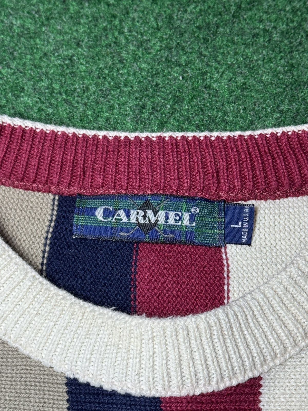 Vintage Vintage 90s Carmel Knit Golf Knit Lrg Cotton Mens Sweater Size US L / EU 52-54 / 3 - 3 Thumbnail
