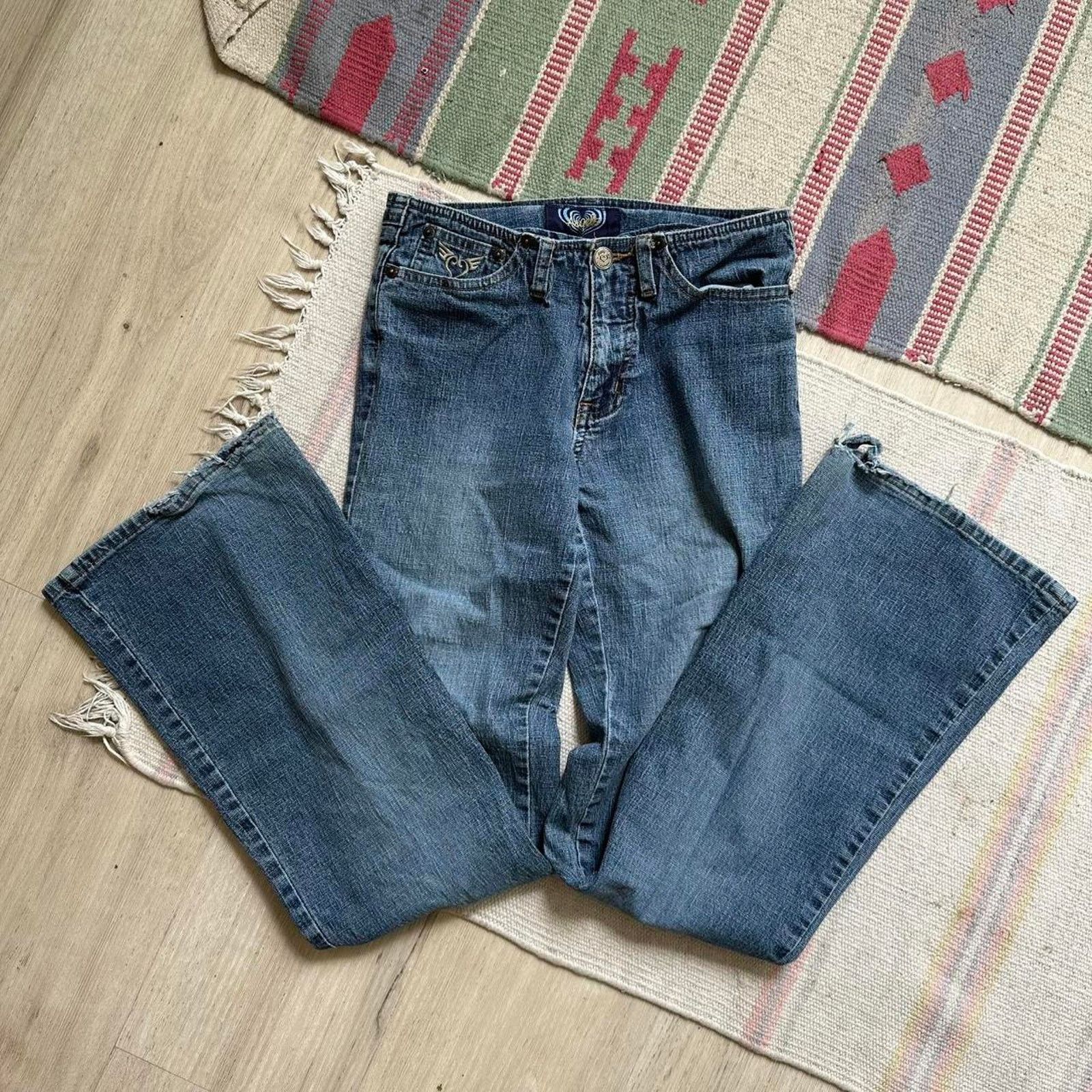 Vintage Vintage Y2K 00s Angel Low Rise Slim Flare Rockstar Jeans Size 25" / US 0 / IT 36 - 3 Thumbnail
