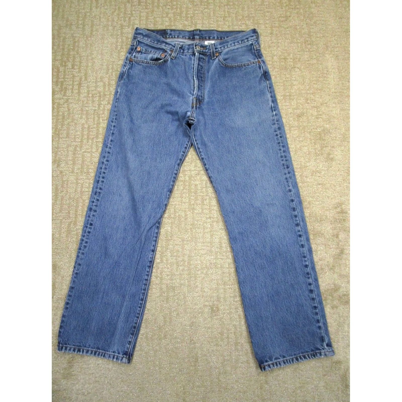 Levi's Vintage Levi's 501 Jeans Men 33x30 Light Wash Blue Button Fly Denim Straight 5-Pocket Regular Rise Mens Jeans Size US 33 - 2 Thumbnail