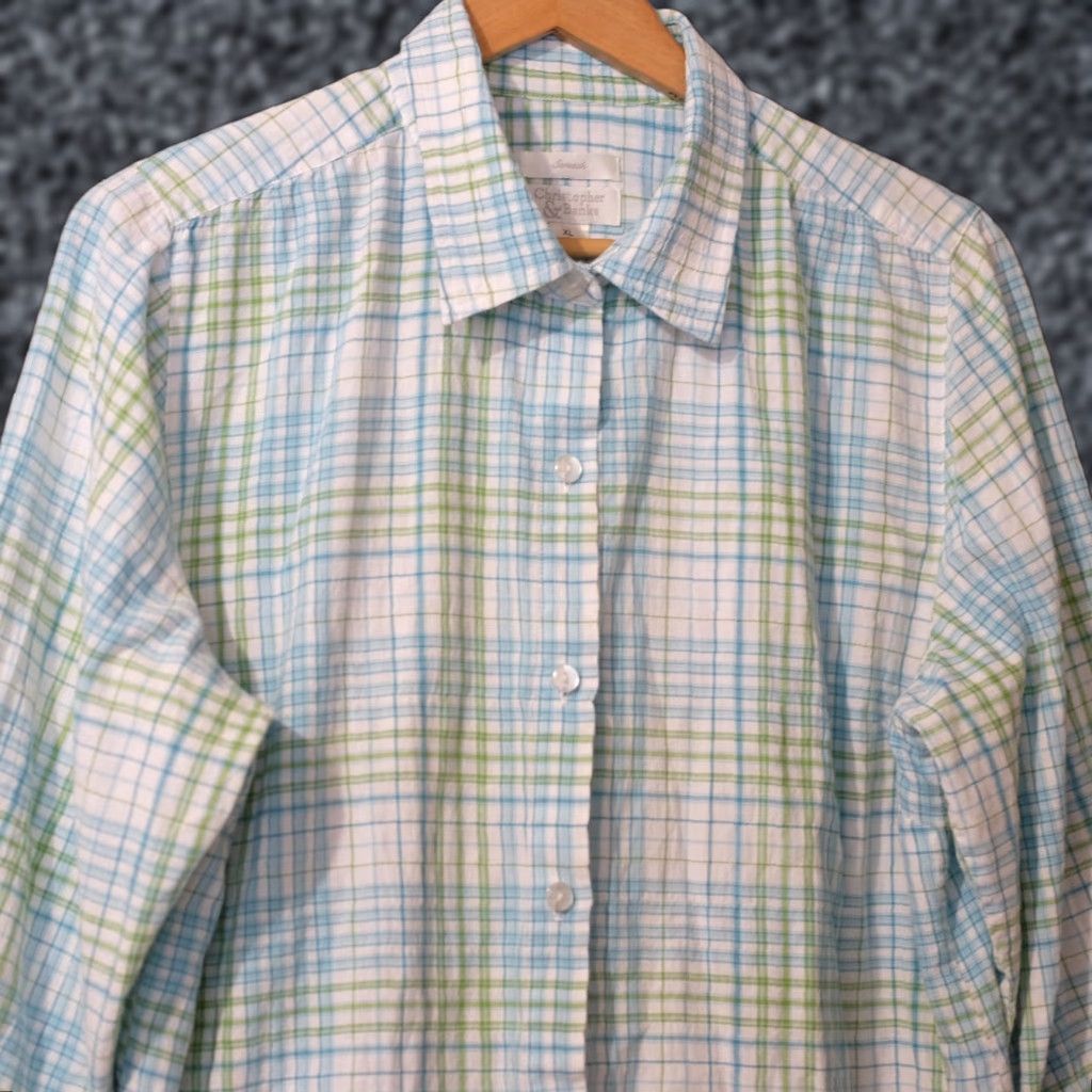 Vintage Christopher & Banks Plaid Button-Up 3/4 Sleeve Shirt Women's XL #A2-10 Size XL / US 12-14 / IT 48-50 - 1 Thumbnail