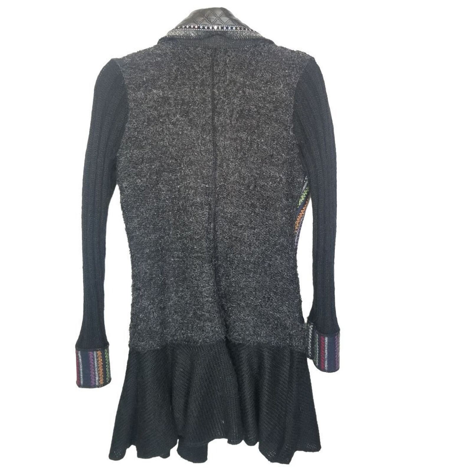 Dioniso Liquid Sioni Wool Mohair Sweater Cardigan Artsy Mixed Media Size S / US 4 / IT 40 - 8 Thumbnail