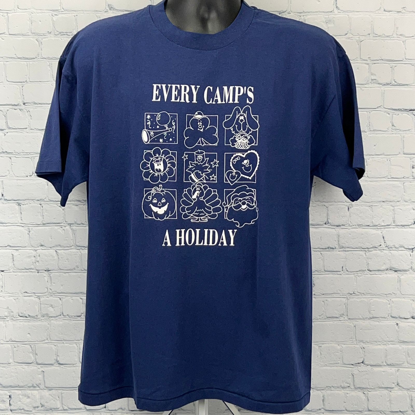 Hanes Vintage 80s Every Camps a Holiday T Shirt Seasons Blue XL Size US XL / EU 56 / 4 - 2 Thumbnail