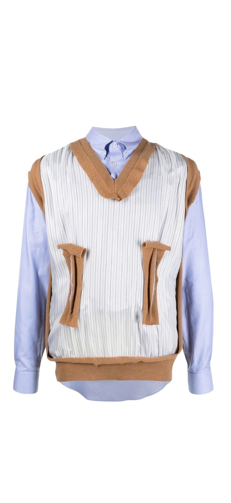 Maison Margiela Maison Margiela Blue Spliced Oxford Shirt Size US S / EU 44-46 / 1 - 1 Thumbnail