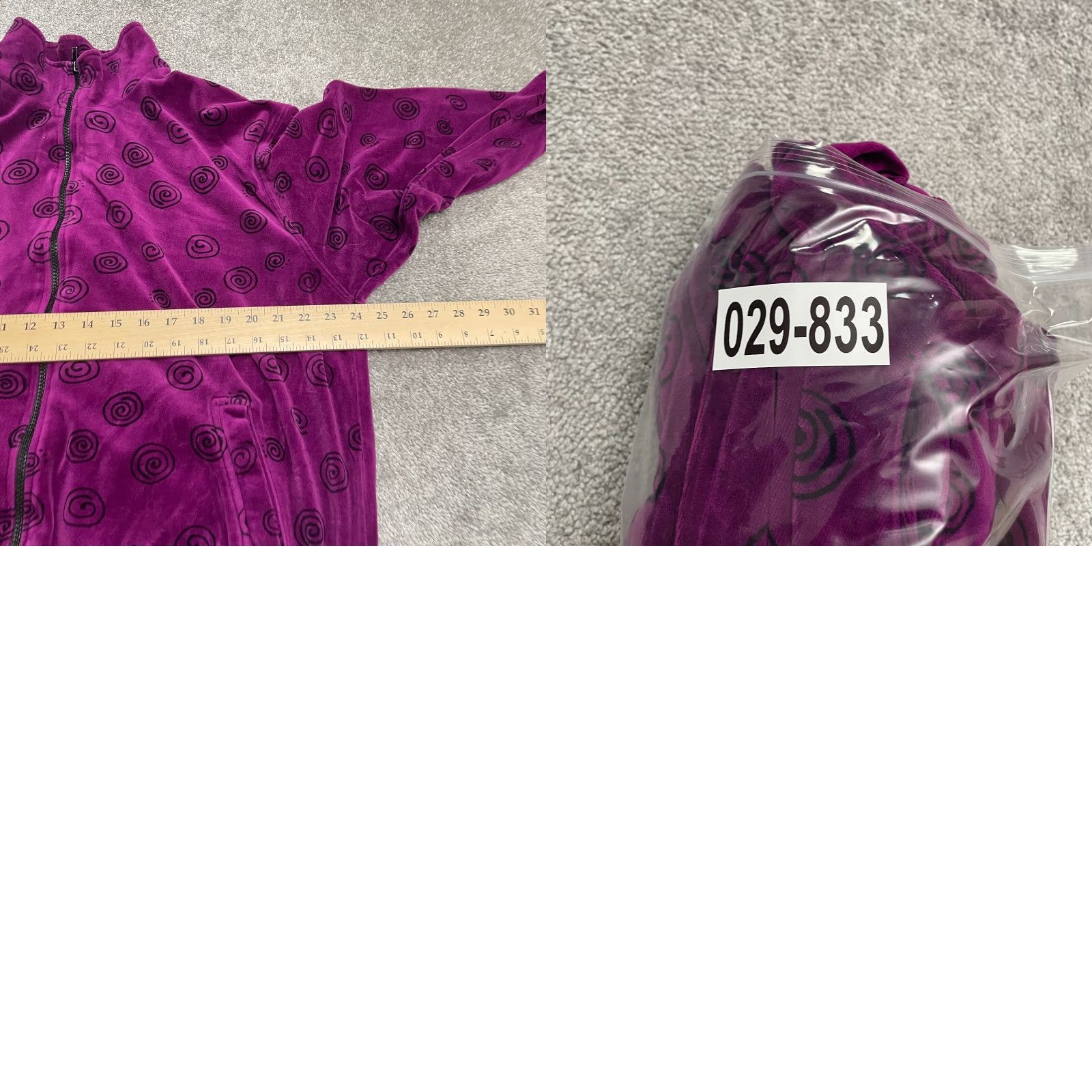Vintage Unbranded Velousr Sweatshirt Jacket Full Zip Women XL Purple Polka Pocket Casual Size XL / US 12-14 / IT 48-50 - 8 Thumbnail