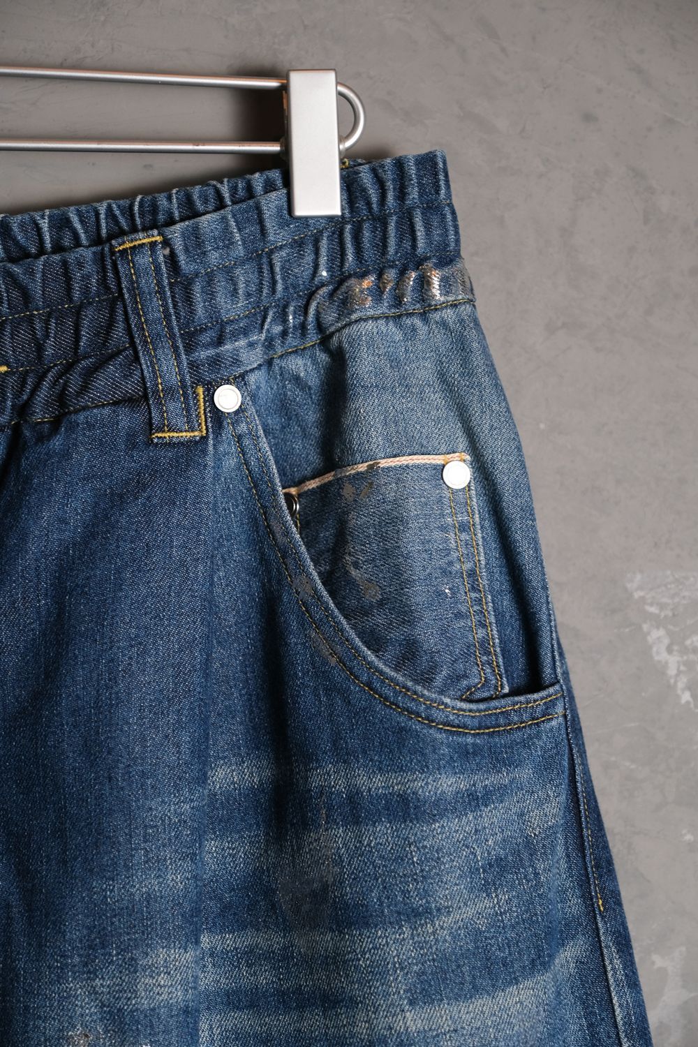 Japanese Brand CLESSTE Silver Print Vintage Wash Selvedge Denim Wide Pants Size US 33 - 5 Thumbnail