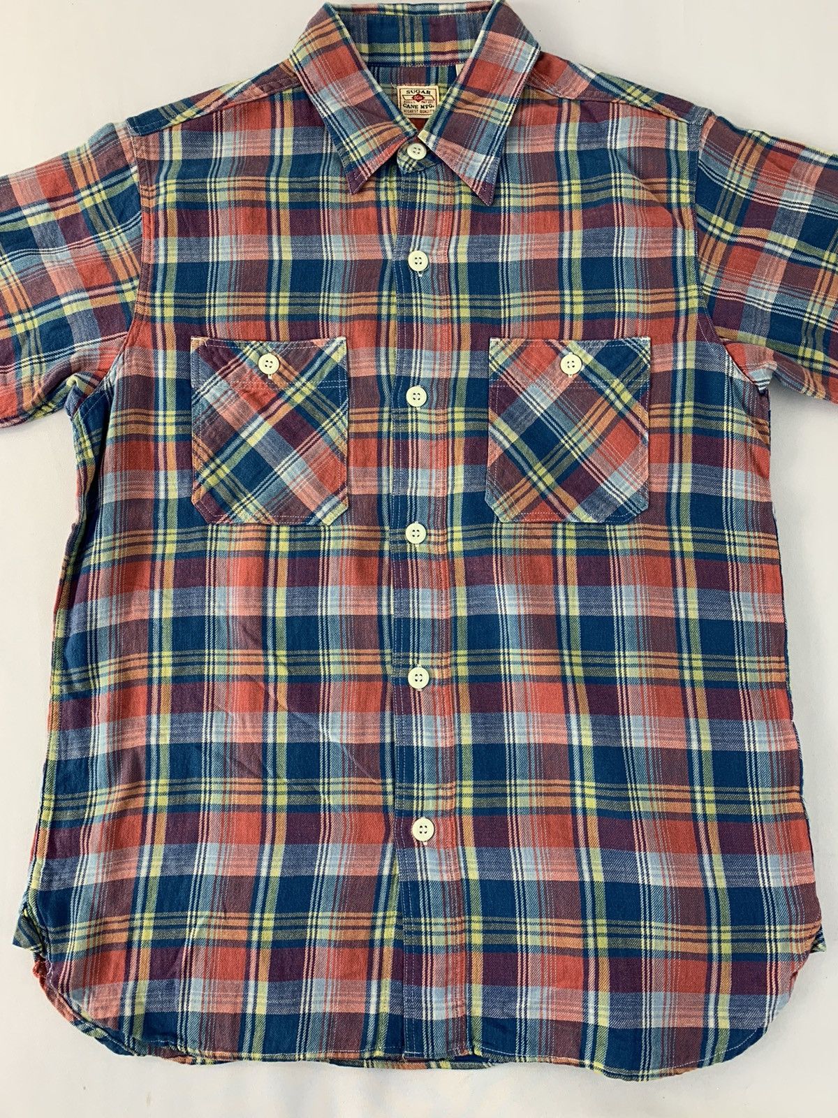 Sugar Cane × Sun Surf × Toyo Enterprises Vintage Sugar Cane Japan Plaid Check Flannel Double Pocket Size US S / EU 44-46 / 1 - 2 Thumbnail