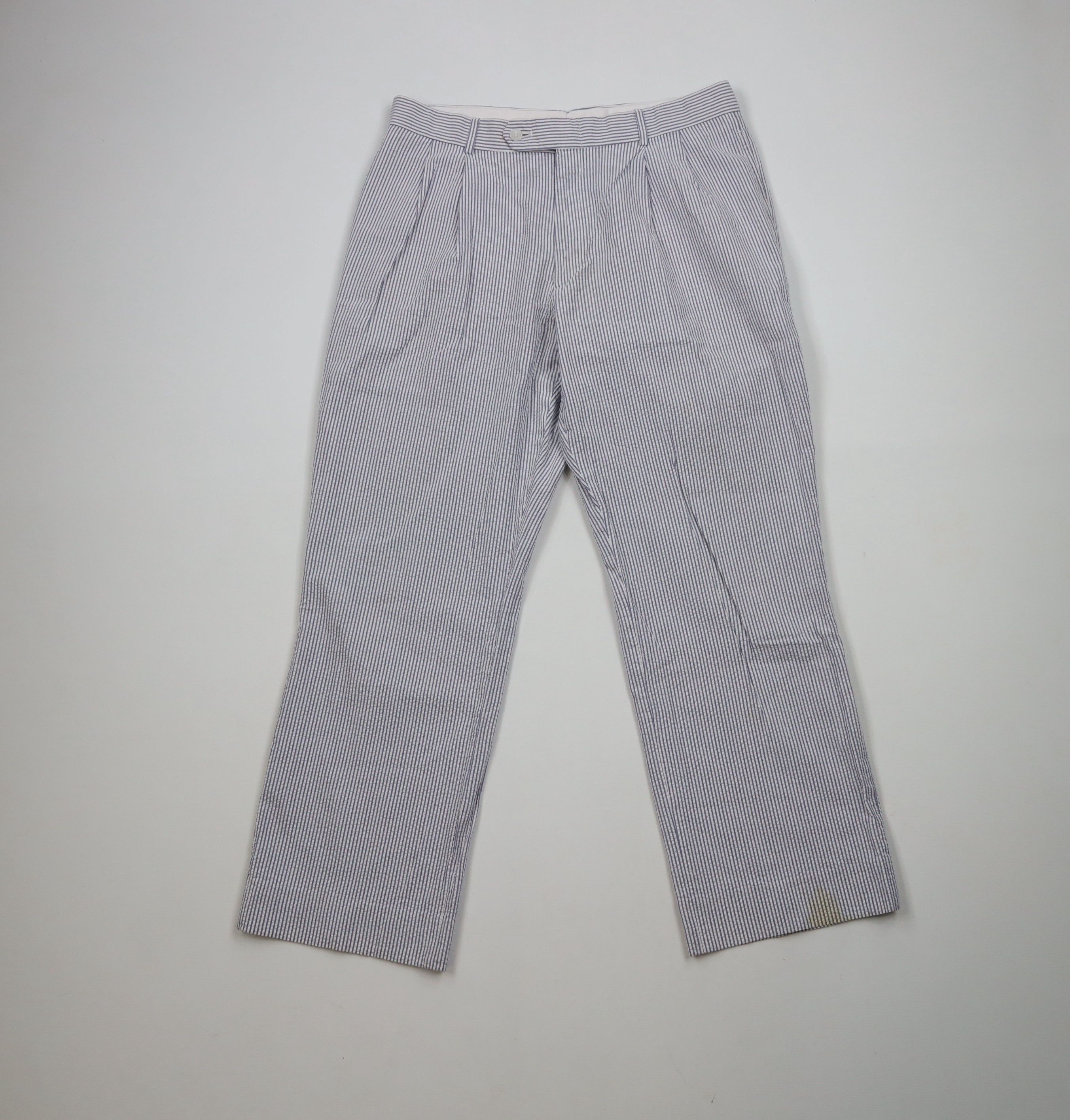 Vintage Vintage 90s Streetwear Wide Leg Seersucker Chino Pants Size US 32 / EU 48 - 1 Thumbnail