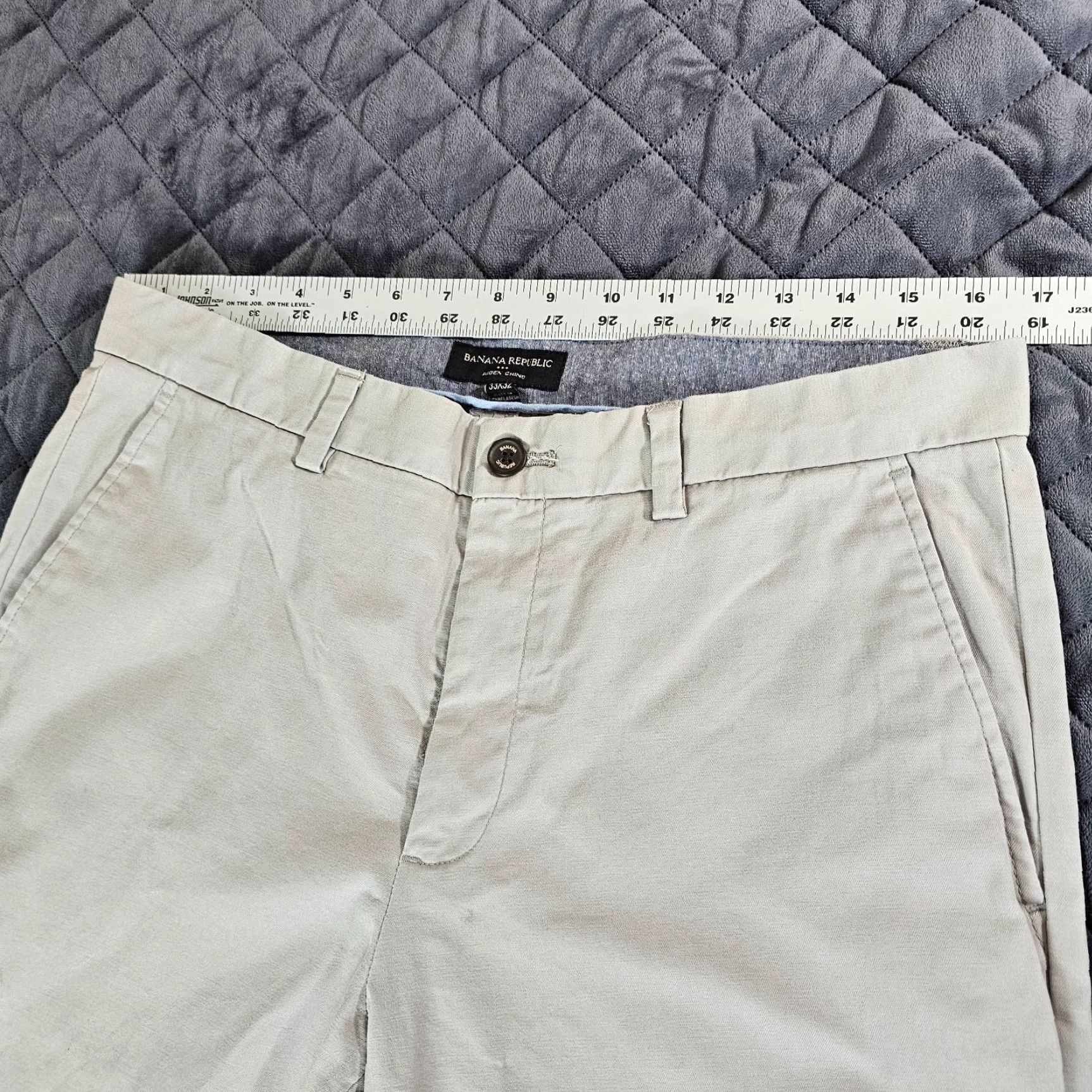 Banana Republic Banana Republic Men Pants 33x32 Beige Aiden Chino Straight Mid Rise Slash Pocket Size US 33 - 5 Thumbnail