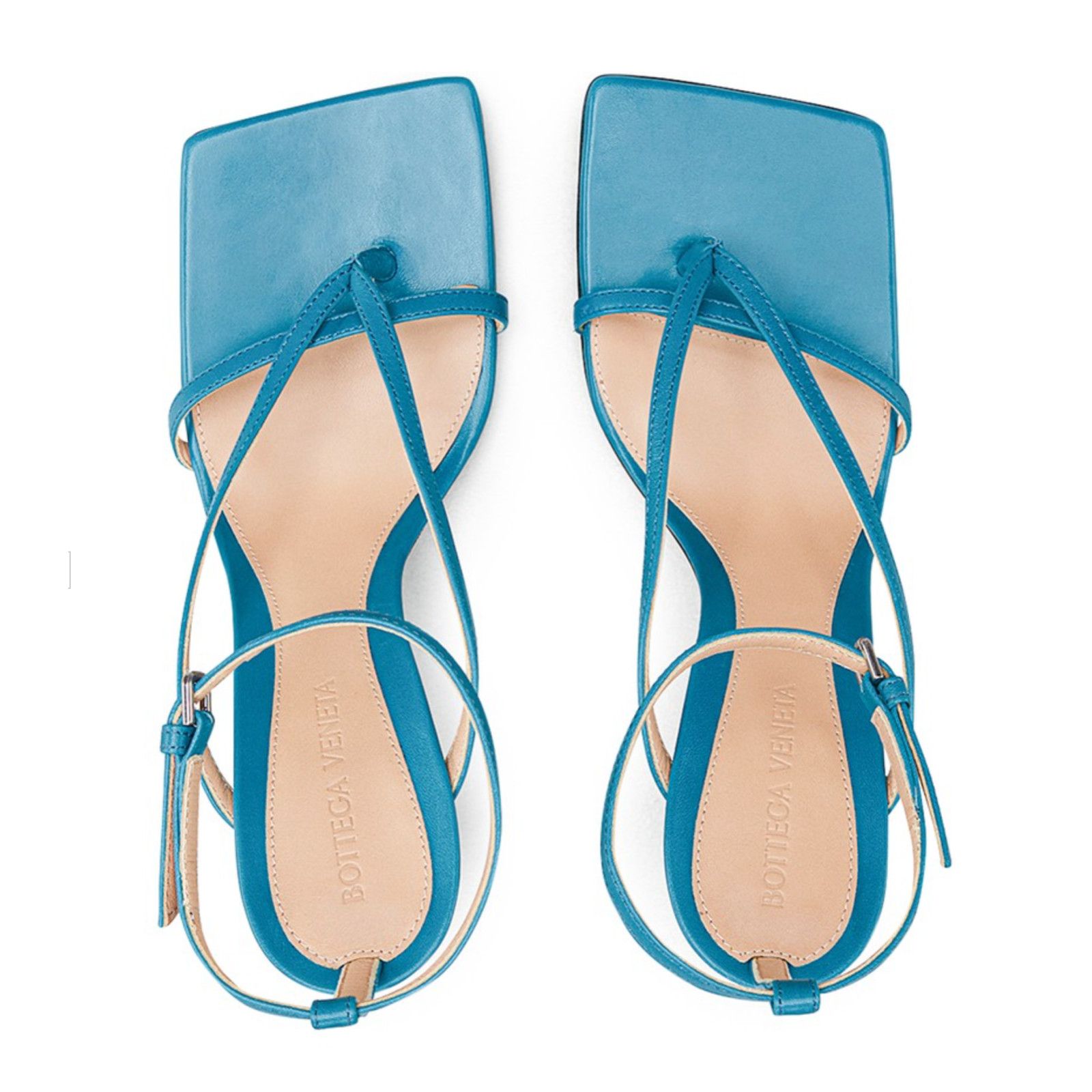 Bottega Veneta Stretch Square Toe Sky Blue Ankle Strap Sandal Heel Pump 37 Size US 7 / IT 37 - 6 Thumbnail