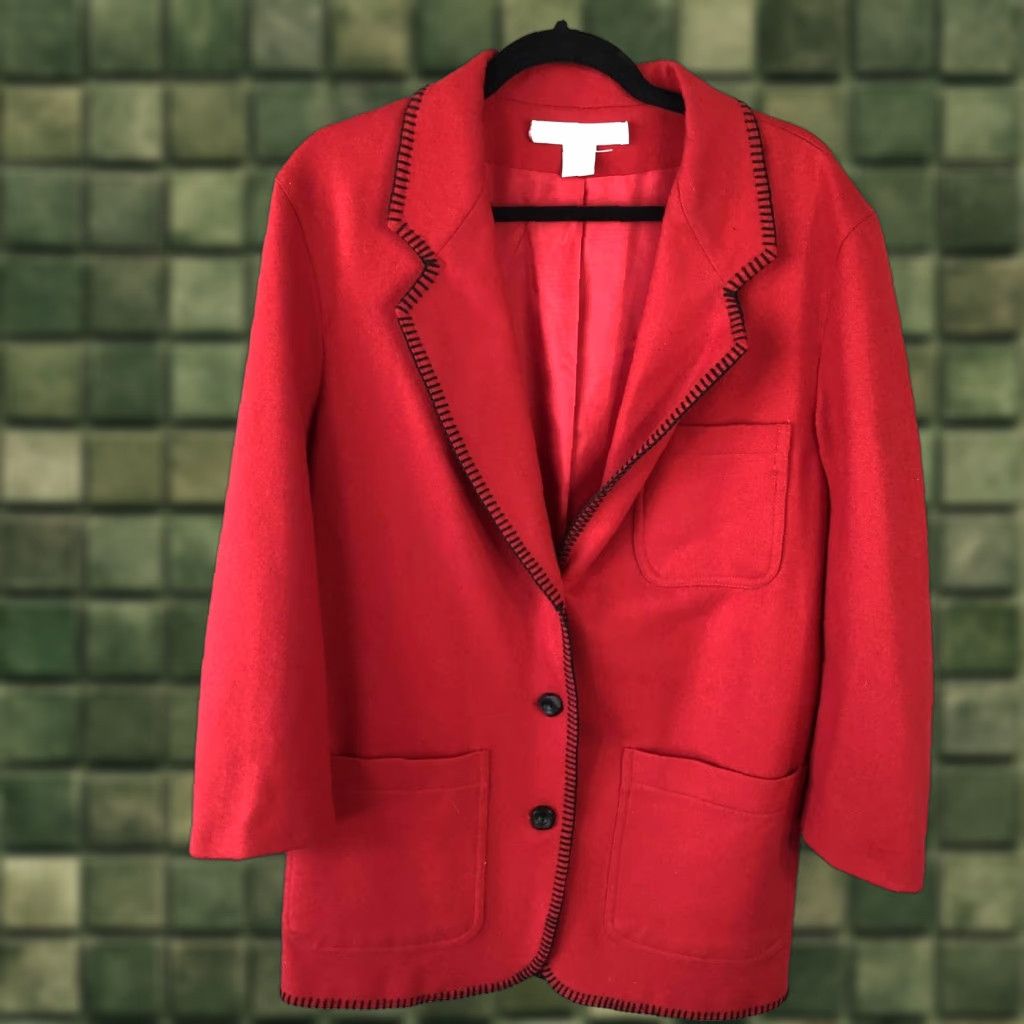 Vintage VINTAGE The Limited Blazer Womens Medium Red Wool Black Trim Pocket Jacket Office Mens? No, Womens. Size M / US 6-8 / IT 42-44 - 1 Thumbnail